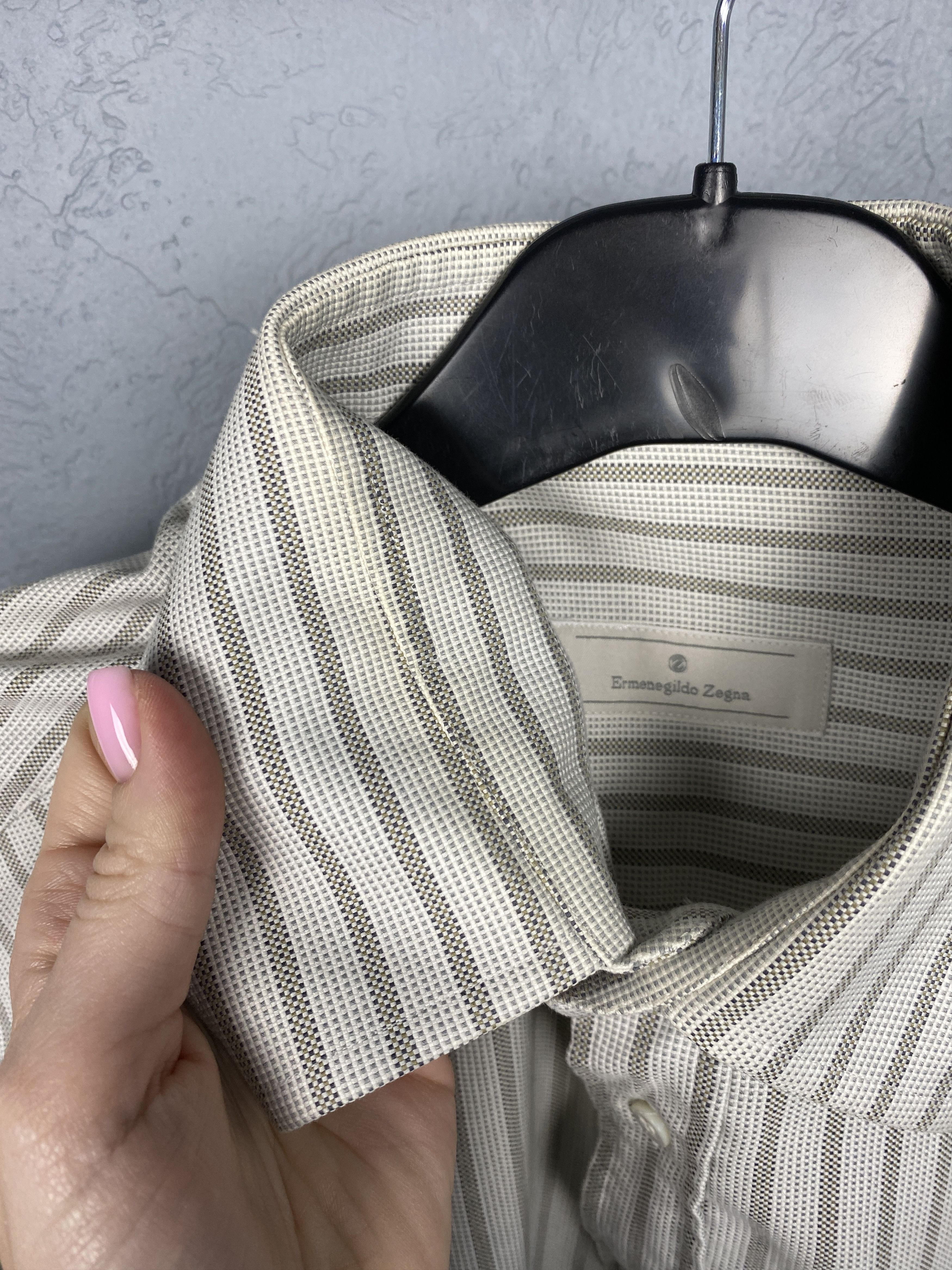 Ermenegildo Zegna Ermenegildo Zegna Mens Long Sleeve Striped Shirt Size US L / EU 52-54 / 3 - 3 Thumbnail