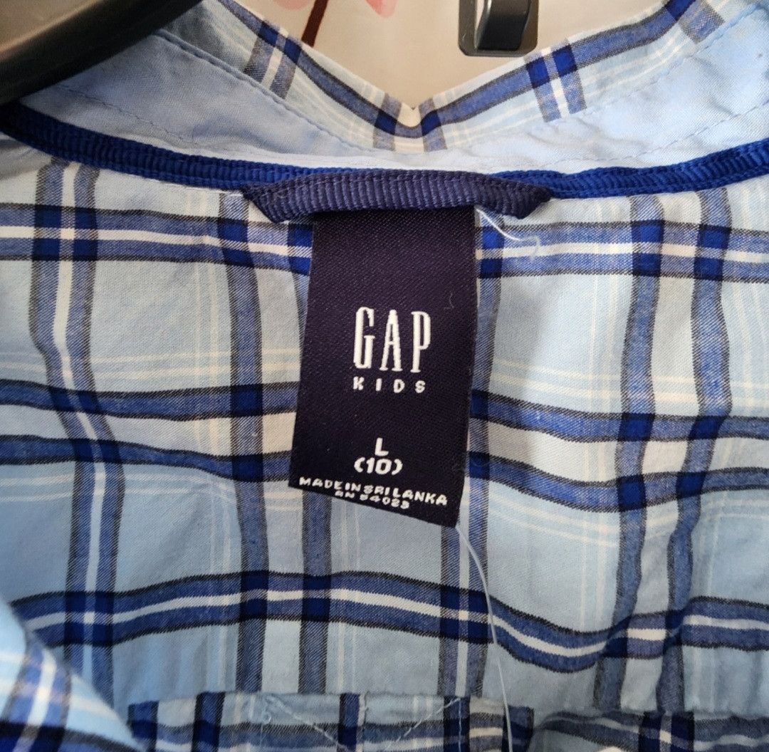 Gap NWT GAP Boy's Blue Plaid Long Sleeve Dress Shirt Size L (10) Size US L / EU 52-54 / 3 - 3 Thumbnail