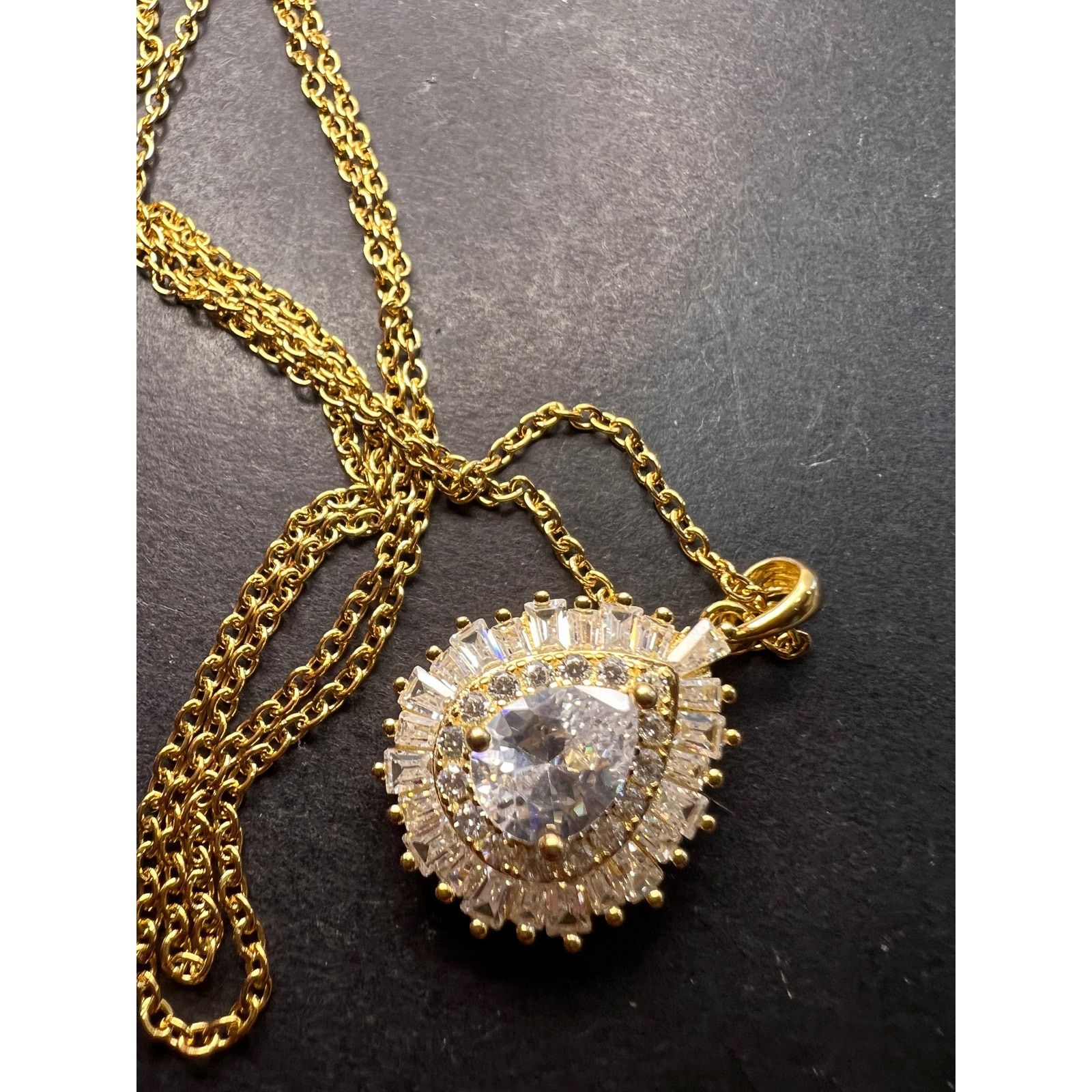 Other CZ ygp over 925 pendant with ygp over stainless steel chain Size ONE SIZE - 2 Thumbnail