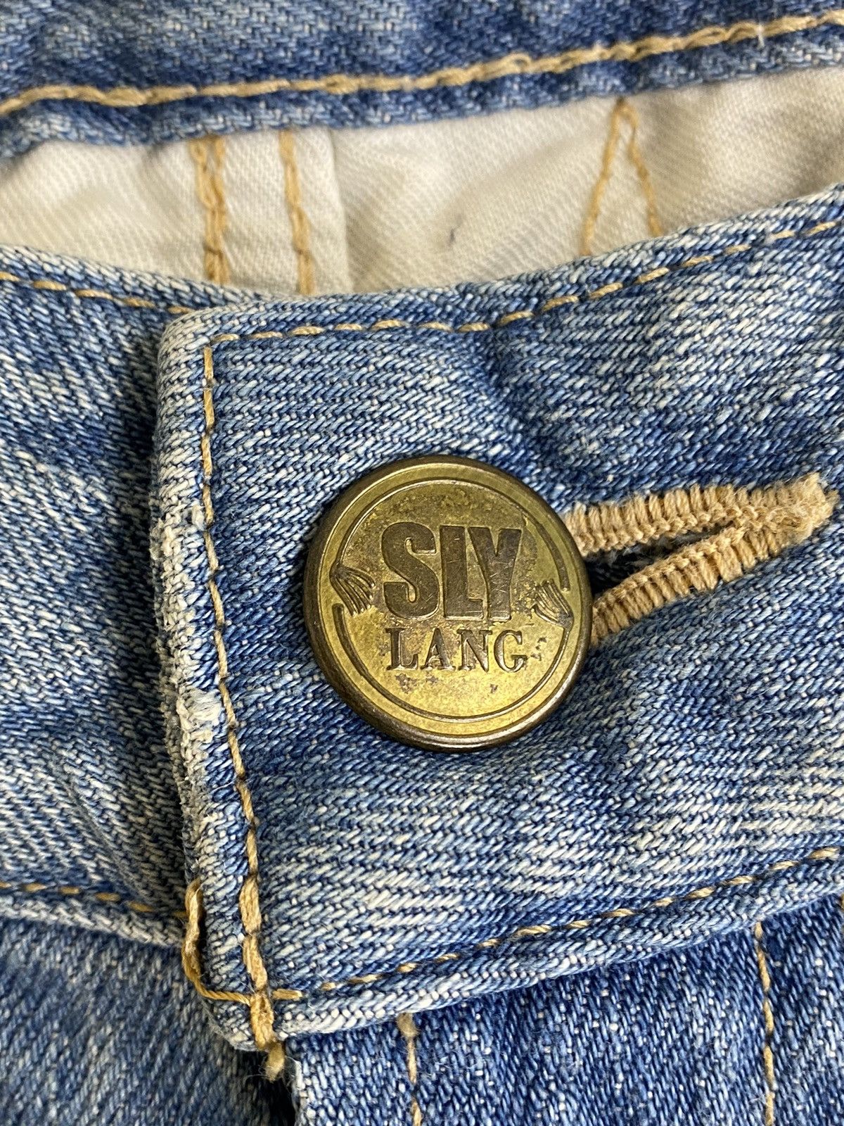 If Six Was Nine Japanese Brand Sly Lang Distressed Super Flared Jeans Size US 27 - 9 Thumbnail