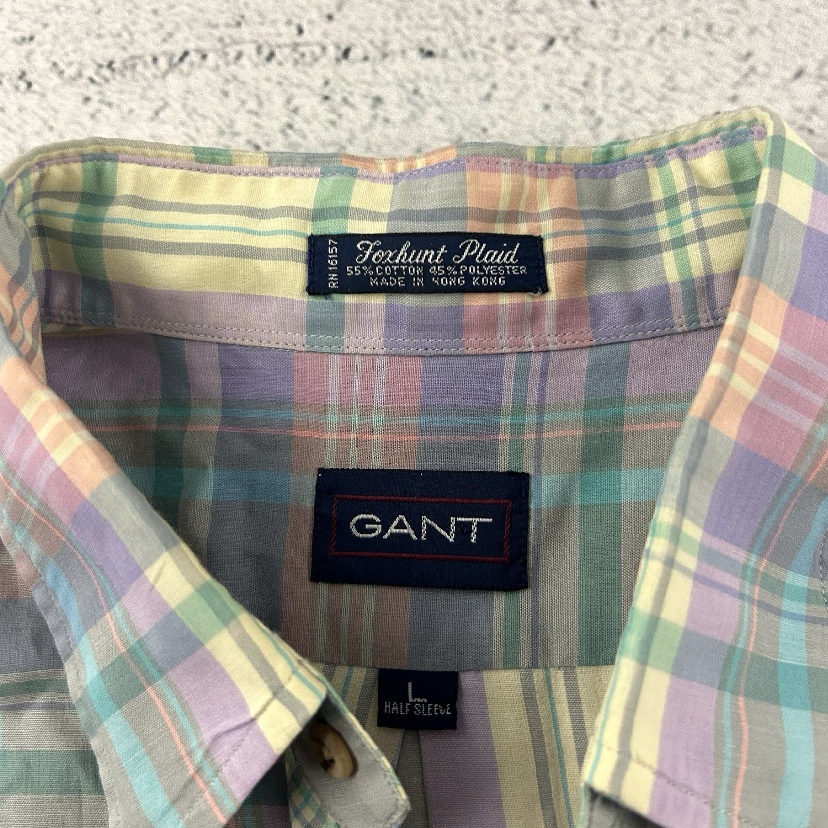 Gant GANT Foxhunt Plaid Short Sleeve Button Up Shirt Mens L Yellow Purple Size US L / EU 52-54 / 3 - 2 Thumbnail