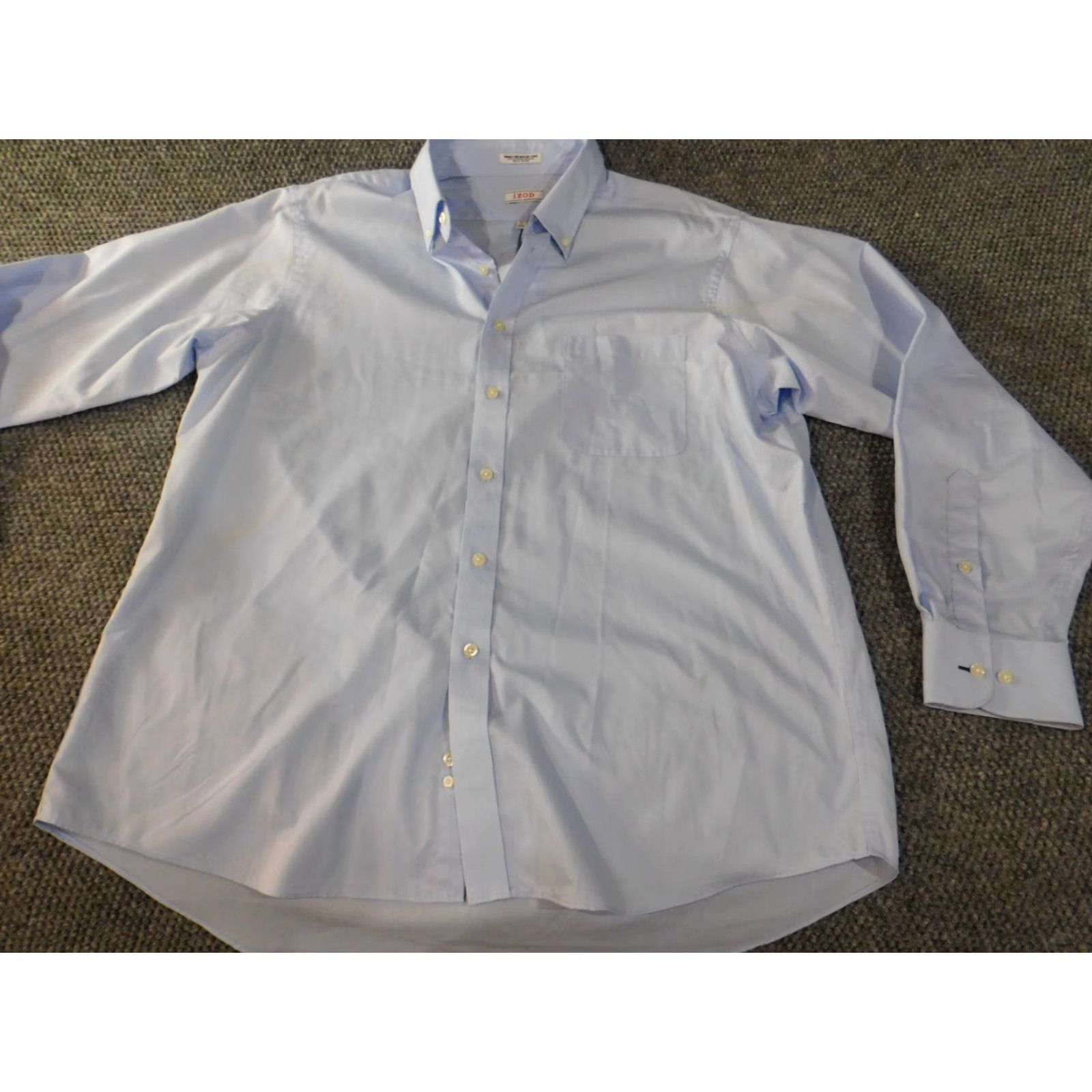 Izod Izod Dress Shirt Mens 17 blue Regular Button-Down Collared Twill Cotton Non-Iron Classic Vintage: No Size US XL / EU 56 / 4 - 2 Thumbnail