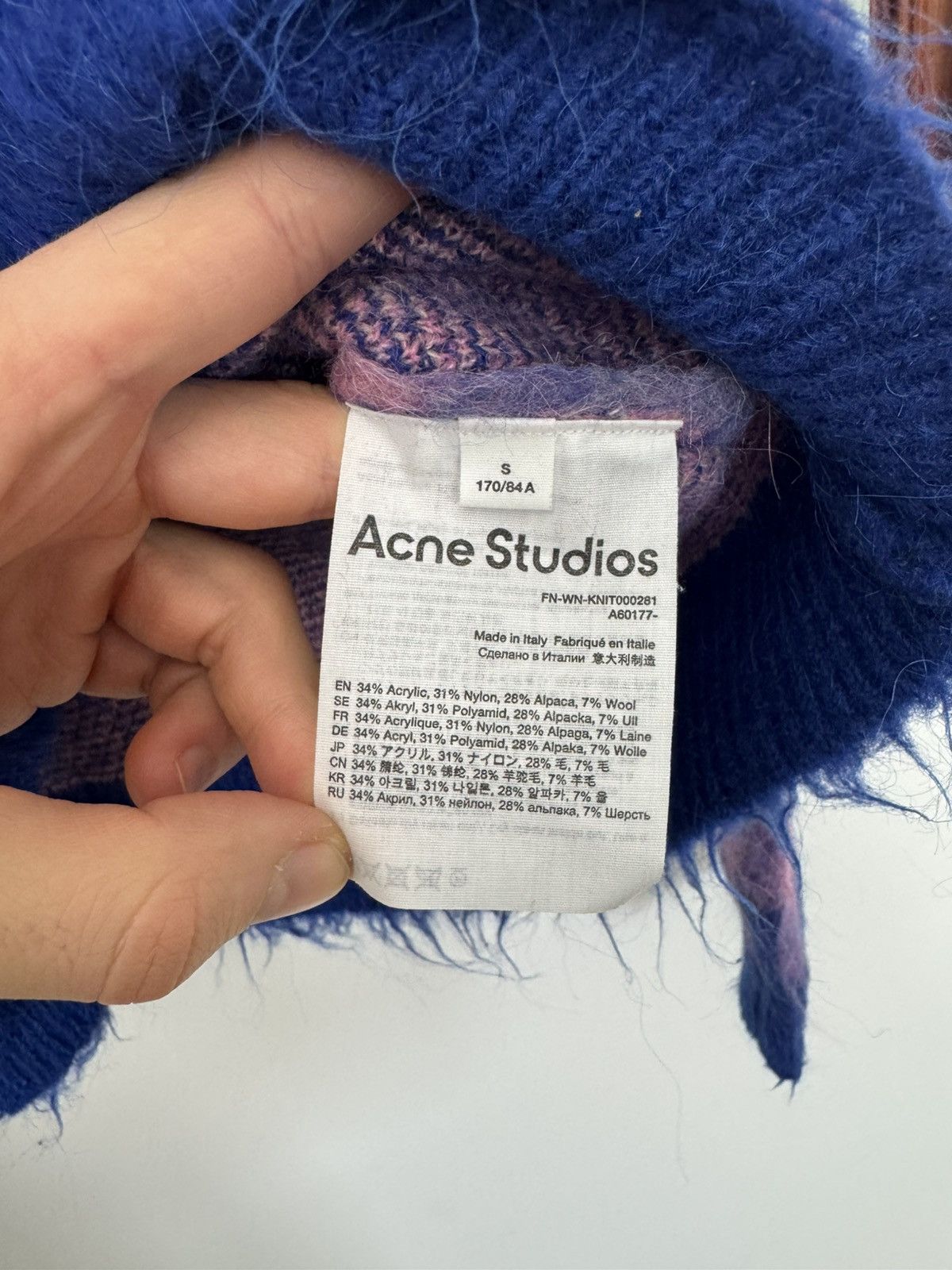 Acne Studios Acne Studios Plaid Fuzzy Distressed Sweater Knit Pink Blue Size S / US 4 / IT 40 - 4 Thumbnail