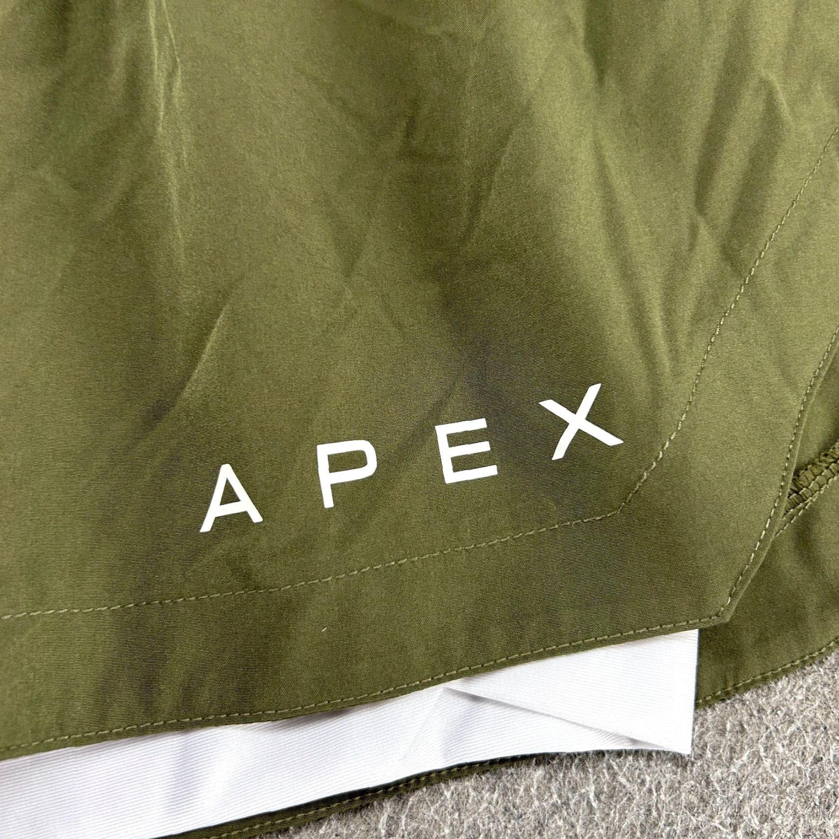 Logo 7 Apex Shorts Mens L Green Drawstring Elastic Waist Lined Logo Running Training Size US 33 - 2 Thumbnail