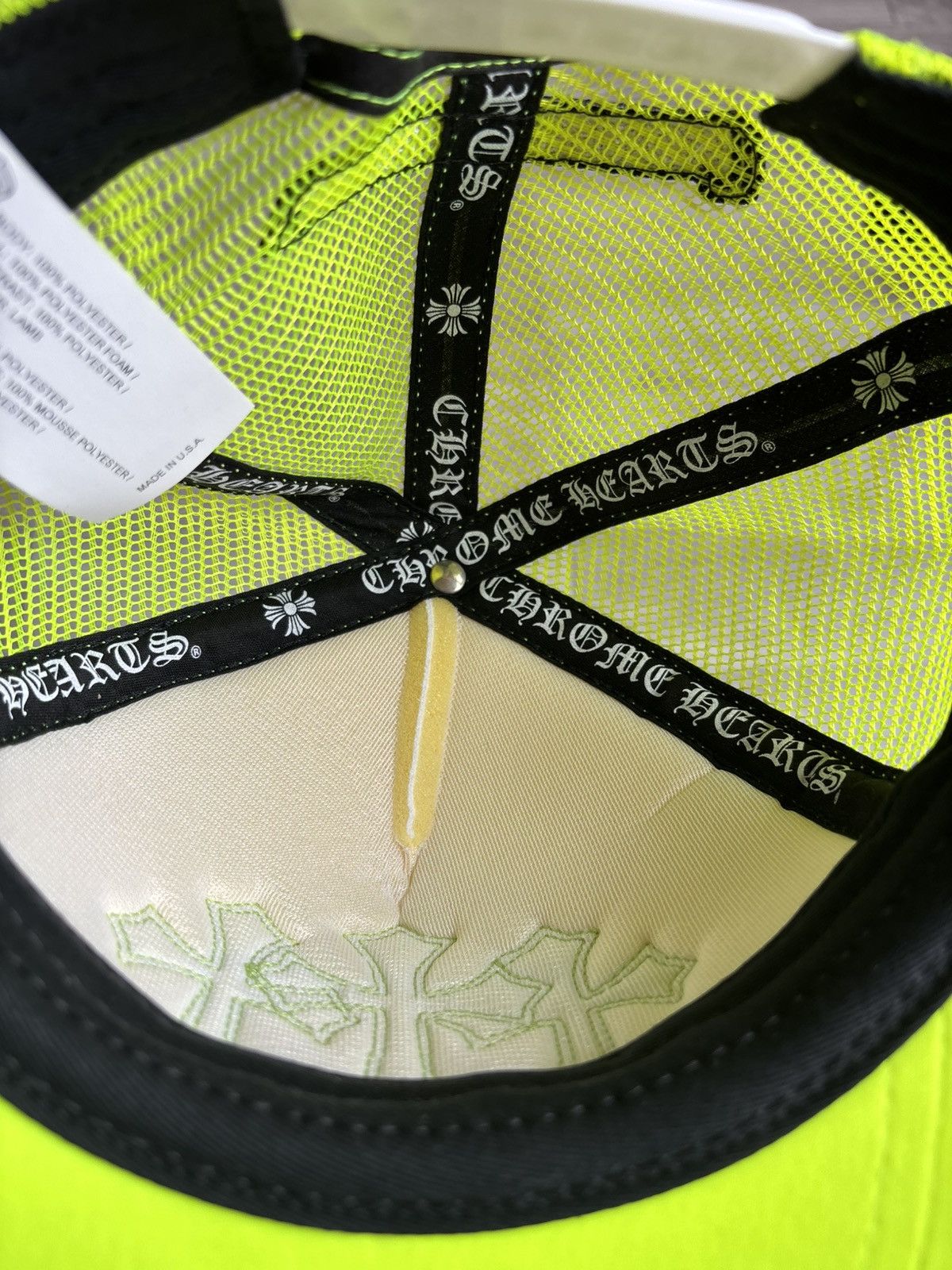 Chrome Hearts Chrome Hearts Neon Green Triple Cross Cemetery Hat Size ONE SIZE - 6 Thumbnail