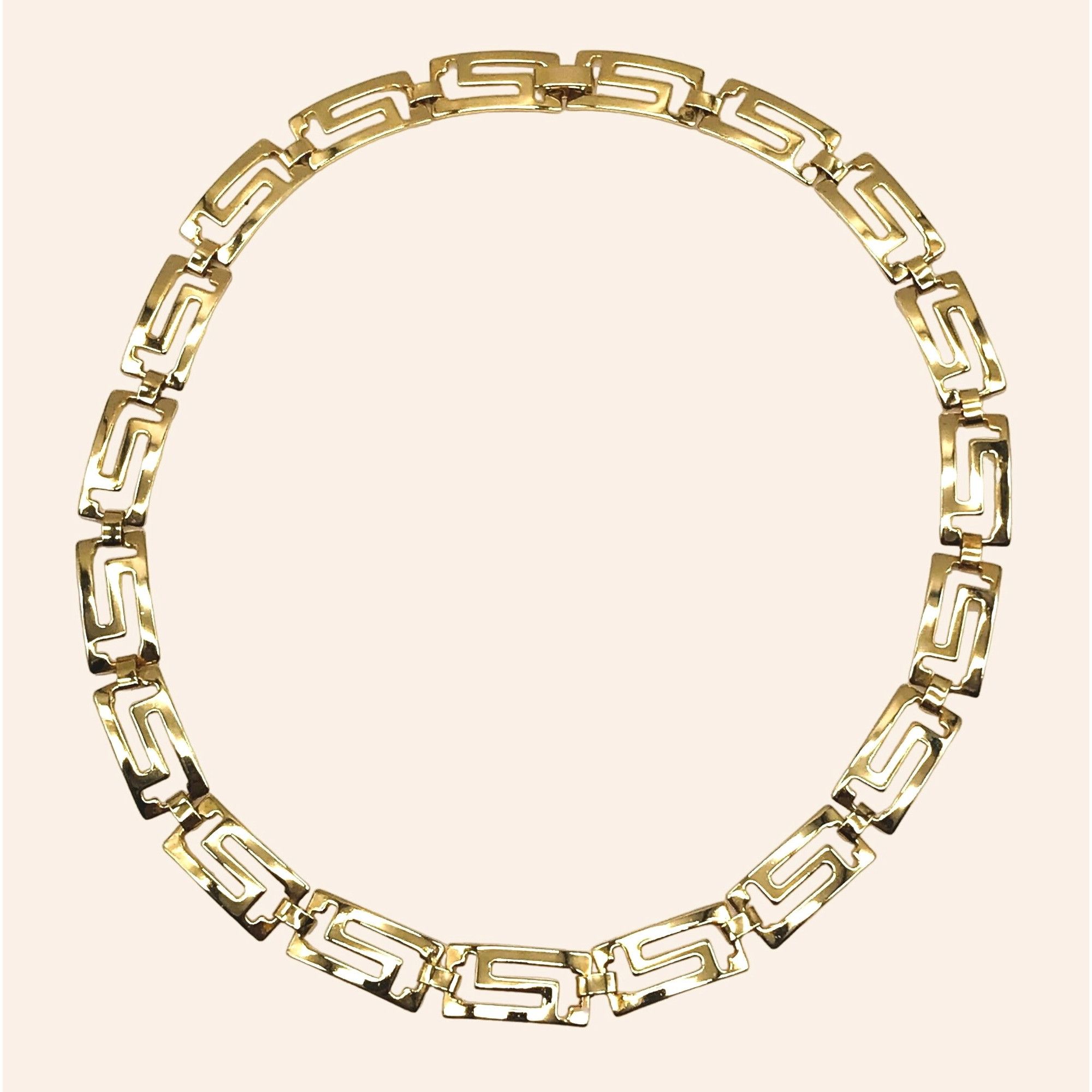 Vintage MCM Greek Key Collar Necklace Link Gold Plated? Vintage Mean Size ONE SIZE - 7 Thumbnail