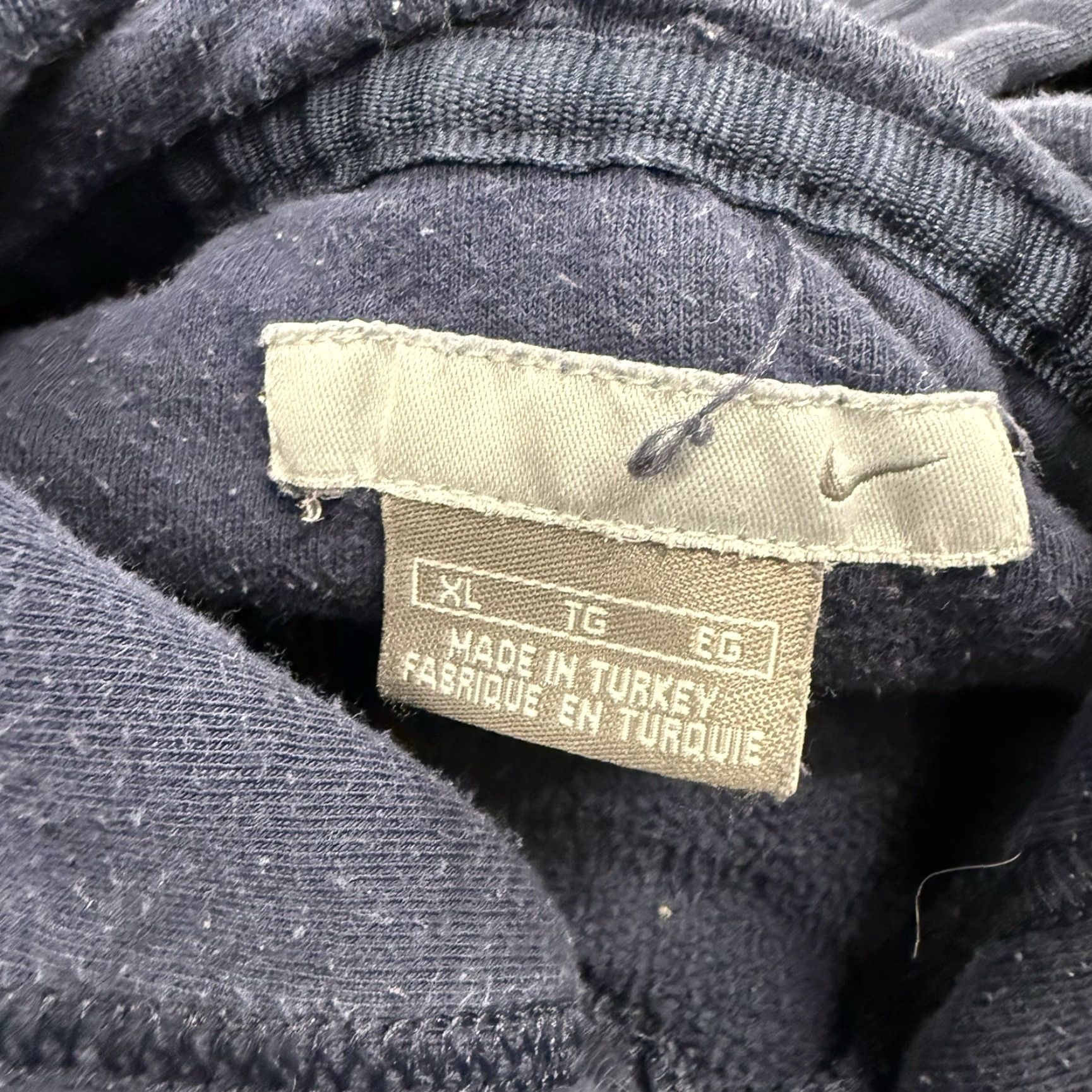 VINTAGE Nike Hoodie Mens XL Blue Swoosh Silver Tag Fade 90s Sports Pullover Hooded Pockets