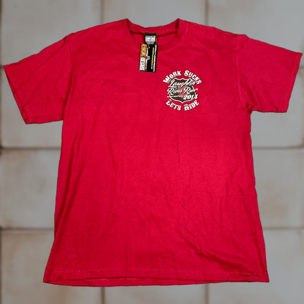 Vintage Laughlin River Run Shirt Men L Red Crewneck NWT 2014 Work Sucks Let’s Ride T-Shirt Size US L / EU 52-54 / 3 - 1 Thumbnail