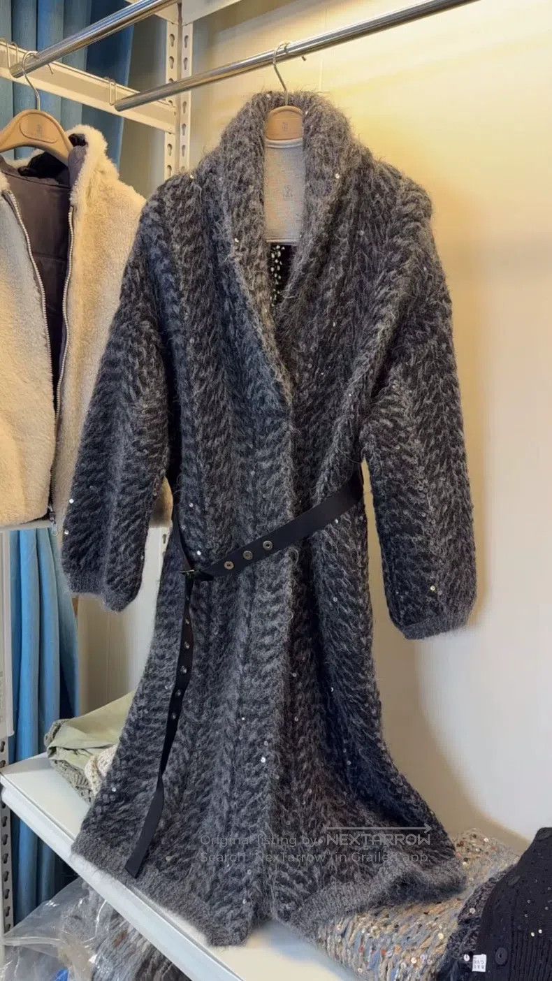 Brunello Cucinelli Brunello Cucinelli Sequined Cashmere Mohair Sweater Coat Size S / US 4 / IT 40 - 1 Thumbnail
