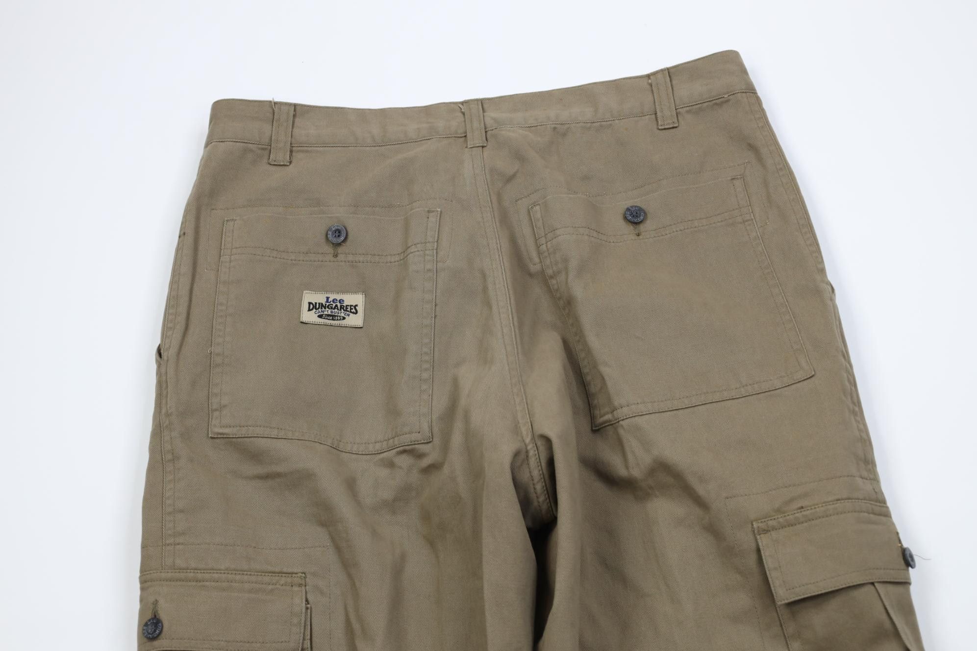 Lee Vintage 90s Y2K Lee Baggy Wide Leg Cargo Pants Green Cotton Size US 34 / EU 50 - 9 Thumbnail