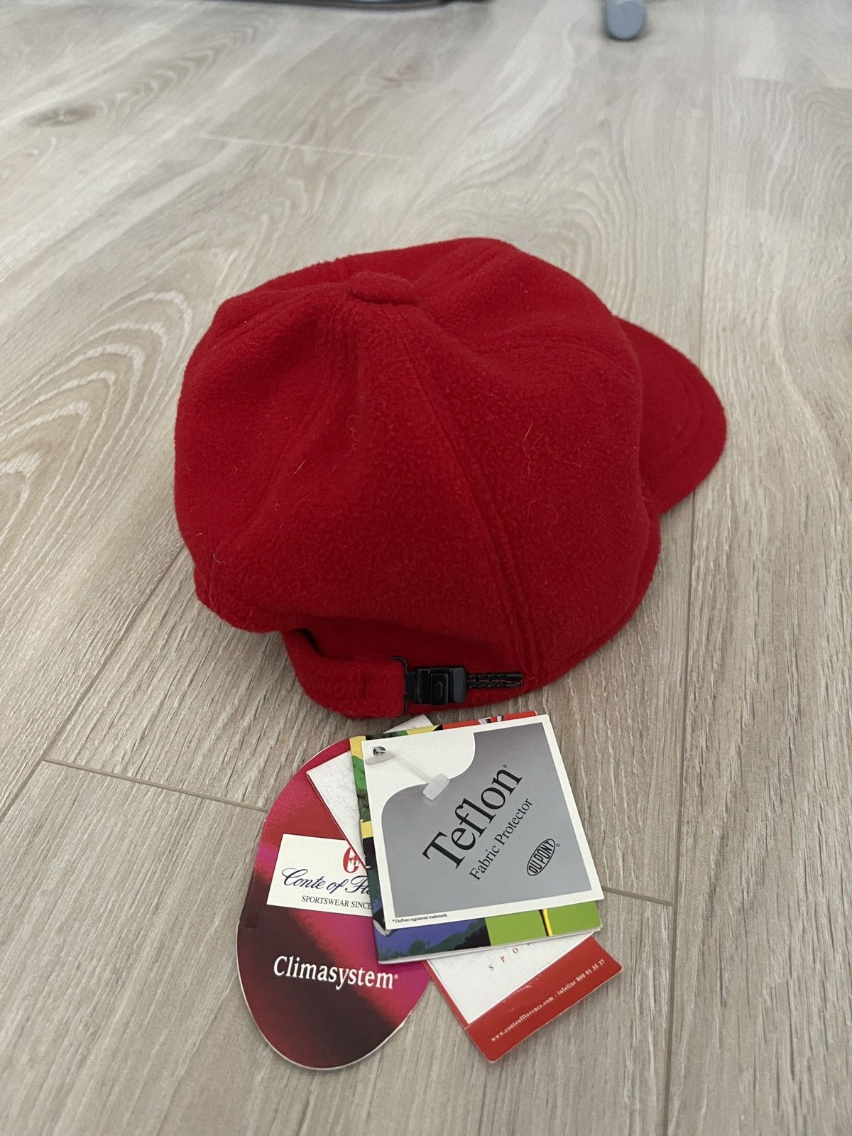 Conte of Florence Conte of Florence Red Fleece Ear-flap Cap Teflon Coated 56 S Size ONE SIZE - 4 Thumbnail