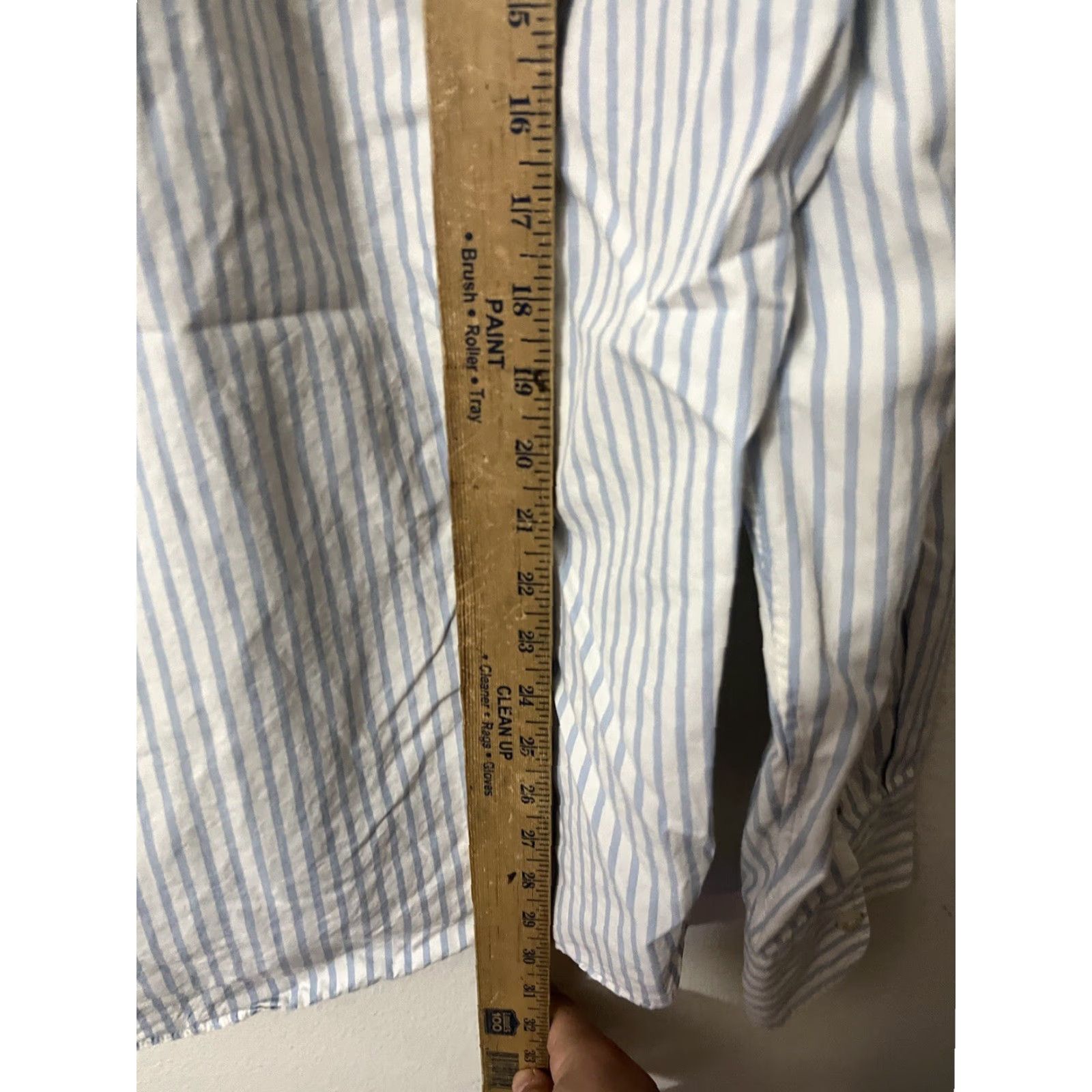 J.Crew J. CREW Classic Fit Blue White Striped Dress Shirt Large Long Sleeve 100% Cotton Mens Size 42R - 4 Thumbnail