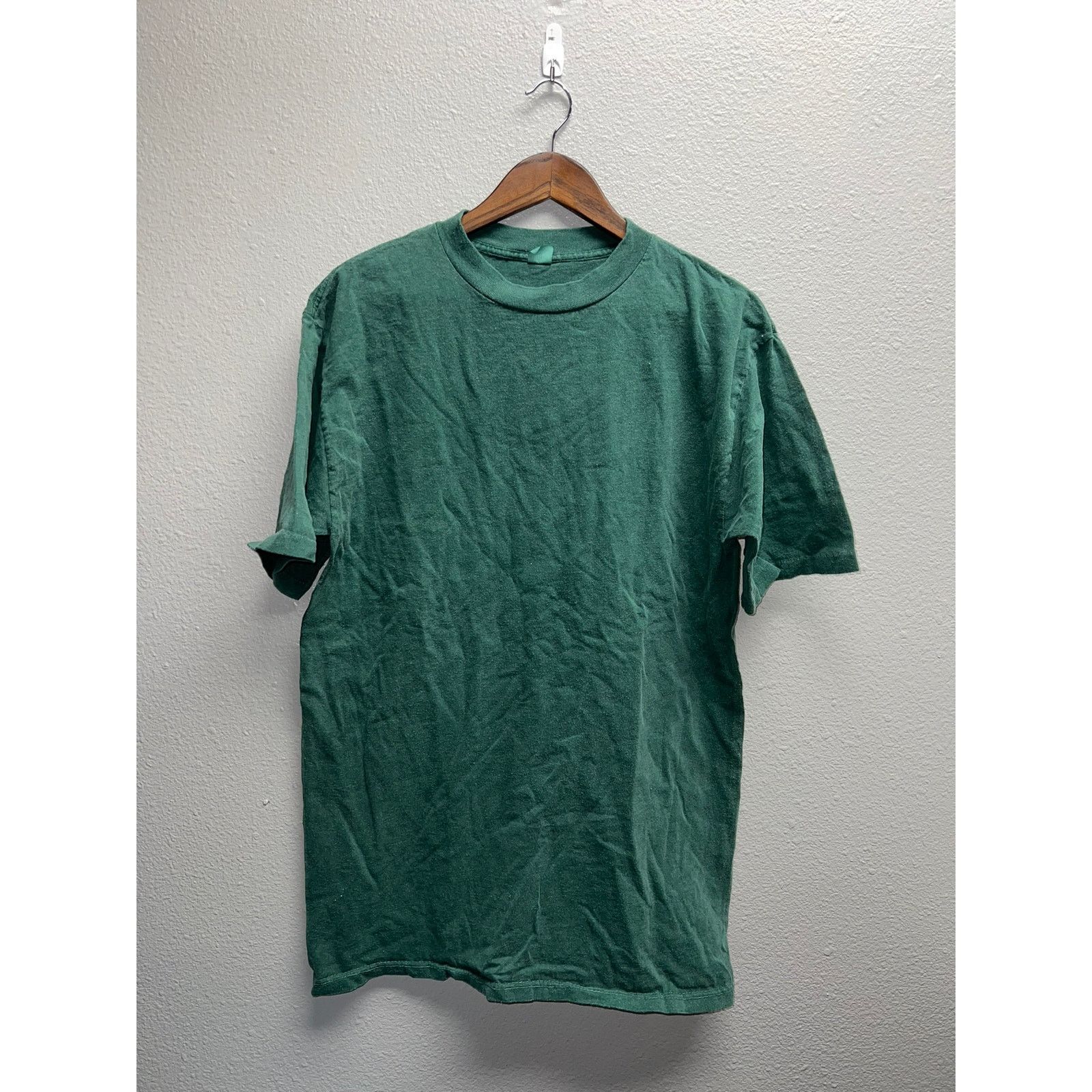 Vintage 90s Vintage Green Blank USA Made Short Sleeve Shirt 1990s L Size US L / EU 52-54 / 3 - 1 Thumbnail