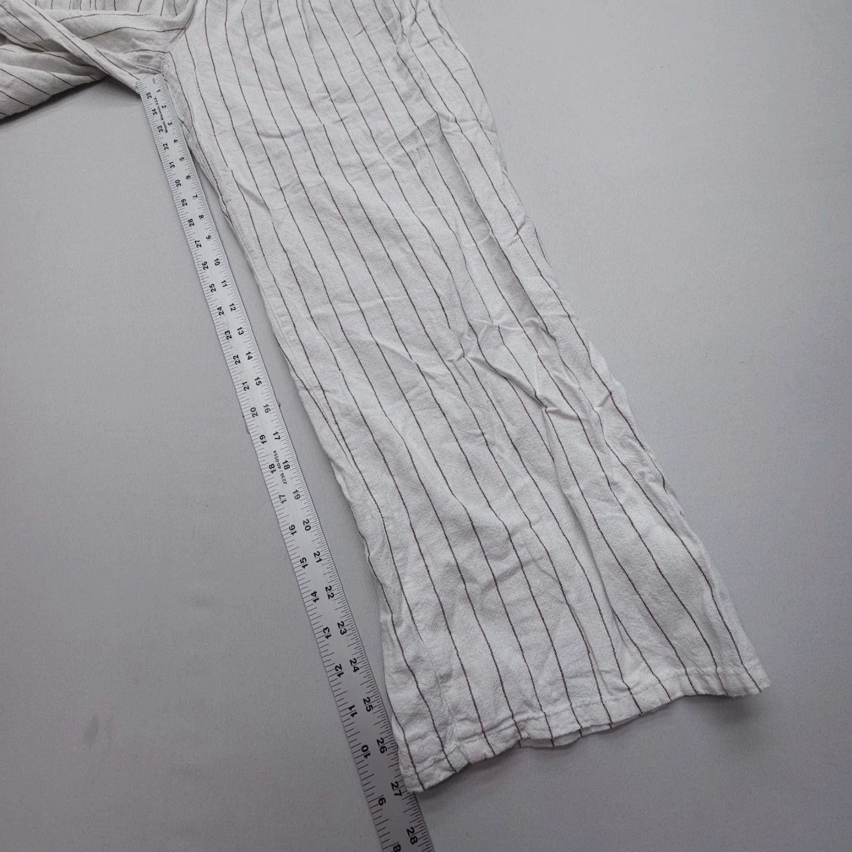 Urban Outfitters Urban Outfitters High Rise Pleated Pants Striped Linen Blend Wide-Leg Women L Regular White Bohemian 90s? Size 36" / US 14 / IT 50 - 5 Thumbnail
