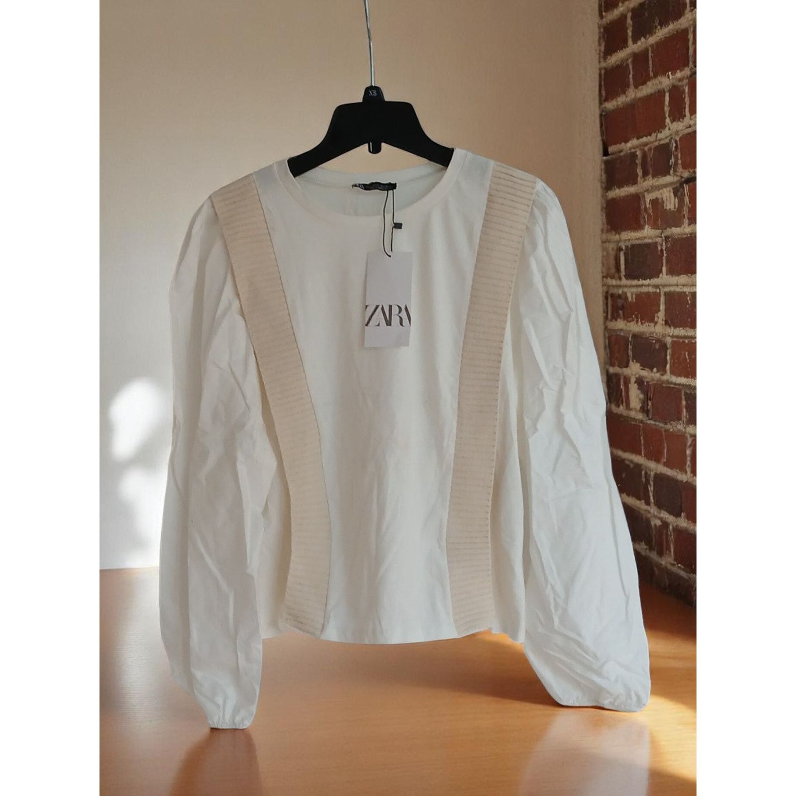 Zara NWT Zara Combination Banded Top - White & Cream - Size Small Size S / US 4 / IT 40 - 3 Thumbnail