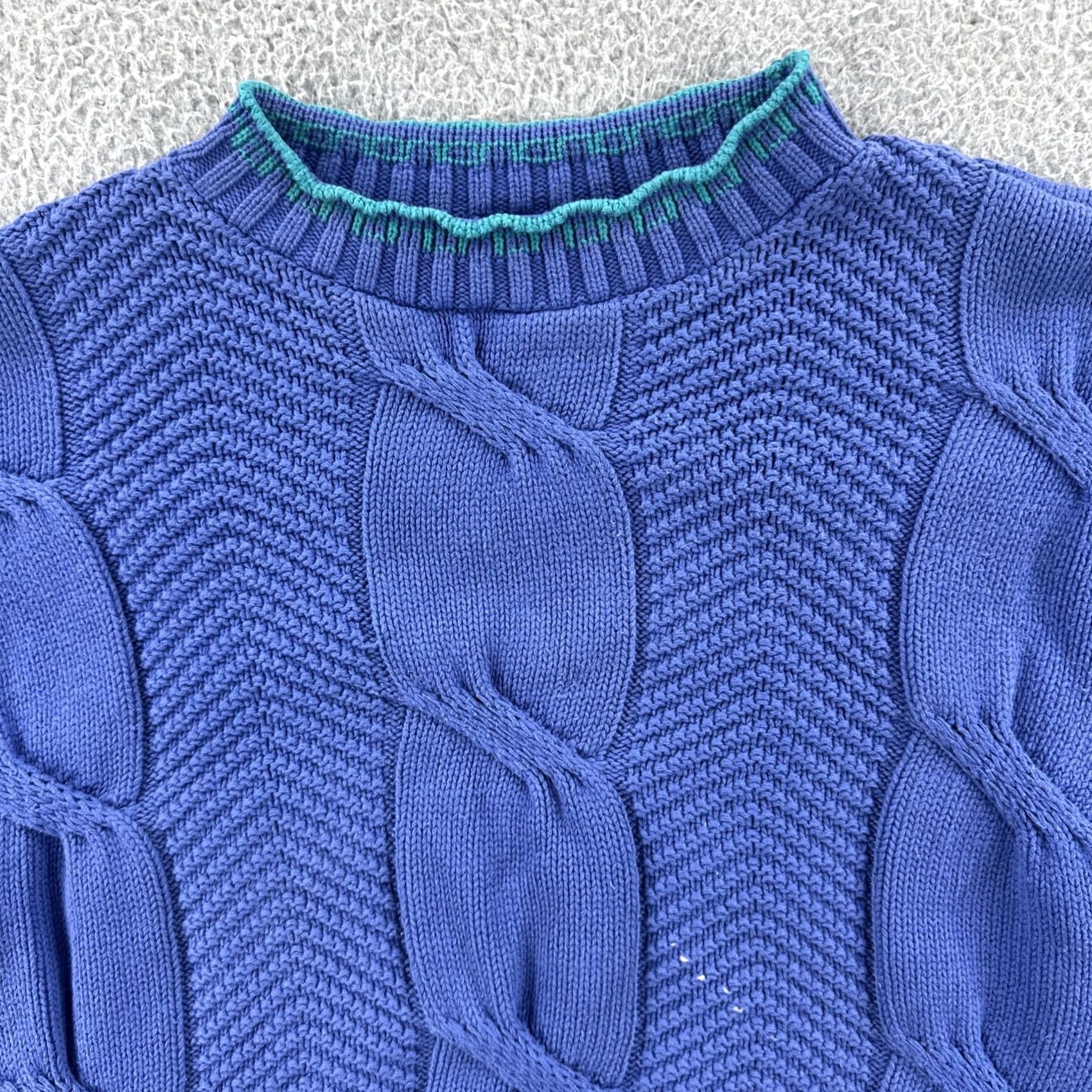 Vintage VINTAGE Sportswear Sweater Women Large Blue 90s Chunky-Knit Crew Neck Cotton Pullover Shirt Womens Size L / US 10 / IT 46 - 5 Thumbnail