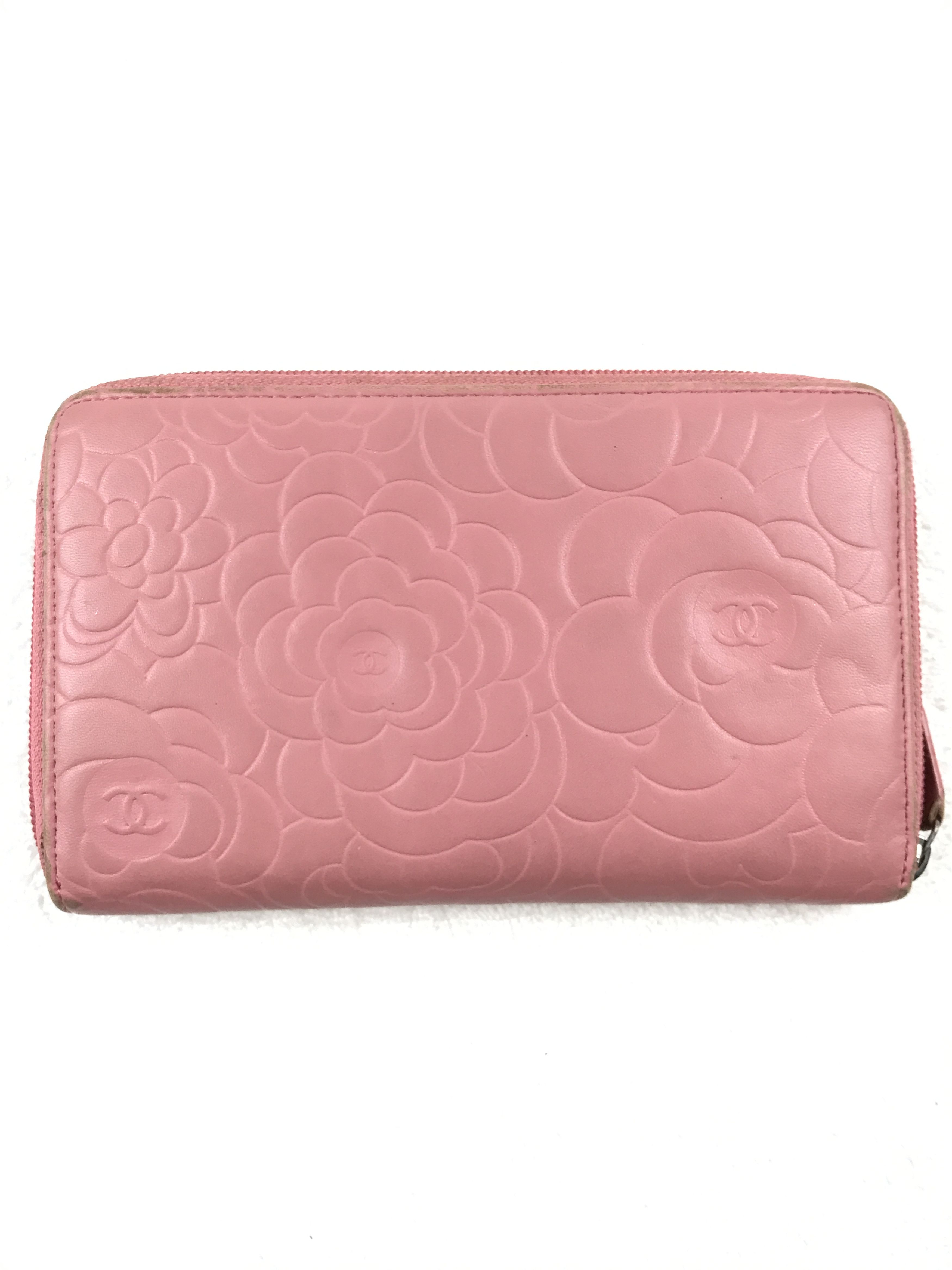 Chanel × Vintage Chanel Pink Embossed Camellia Wallet Zip Around With Box Size ONE SIZE - 6 Thumbnail