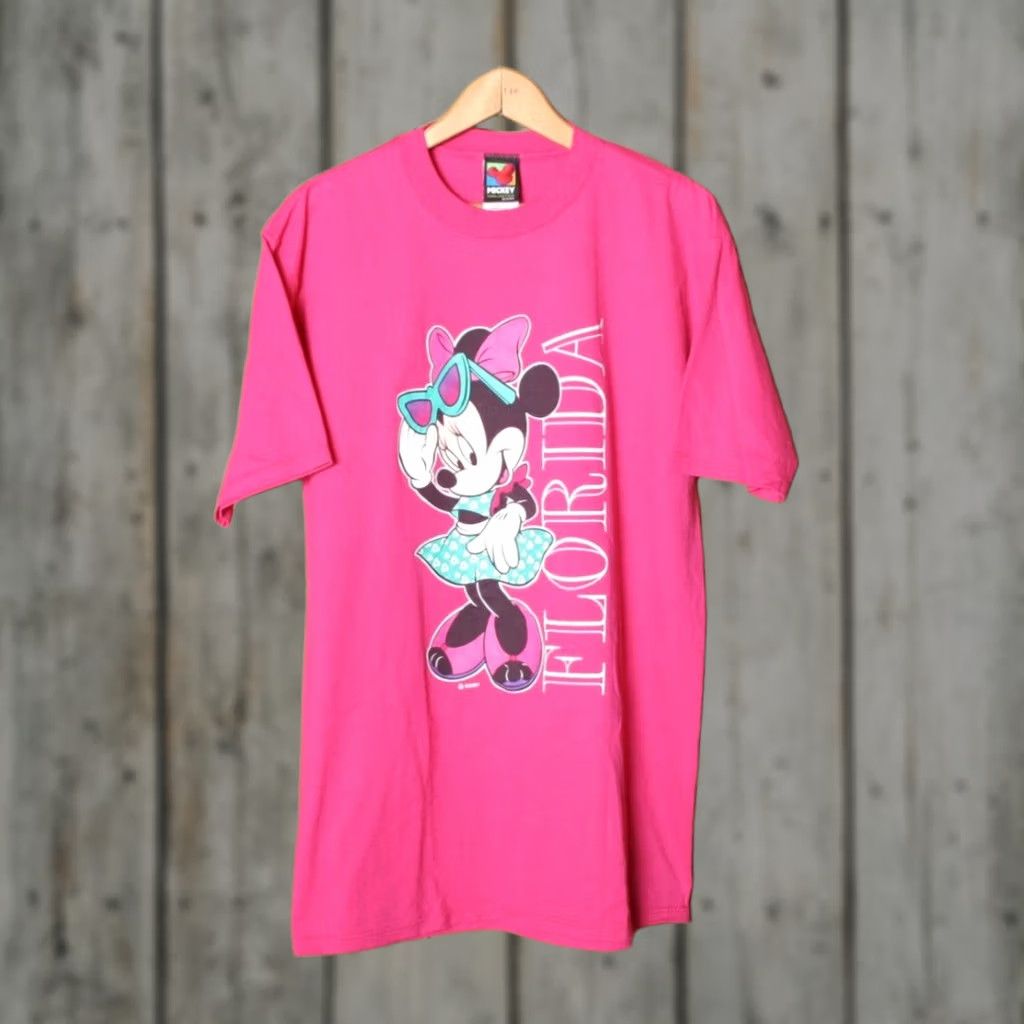 Velva Sheen VINTAGE Velva Sheen MICKEY UNLIMITED Minnie Mouse Florida Pink T-Shirt L/XL Short Sleeve Graphic Tee 1990s Mens Size US L / EU 52-54 / 3 - 1 Thumbnail