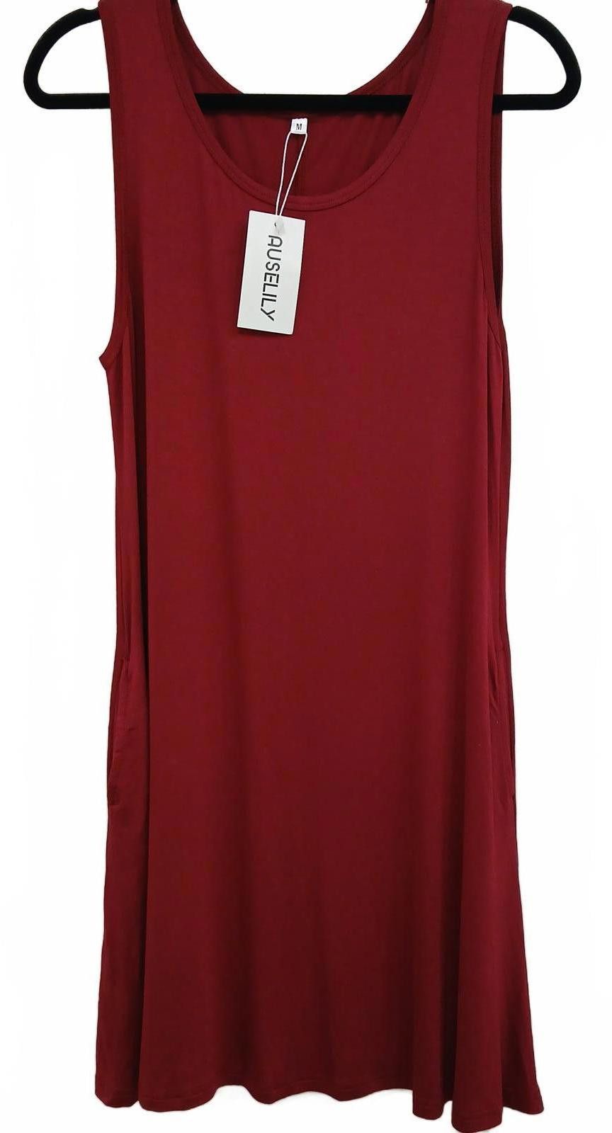 Designer NWT AUSELILY Women's Casual Red Tank Dress Medium Size M / US 6-8 / IT 42-44 - 1 Thumbnail