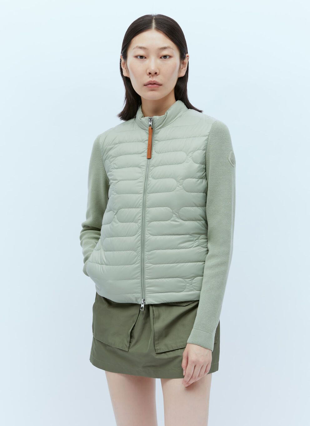 image of Moncler Padded Zip-Up Cardigan in Green, Women's (Size Small)