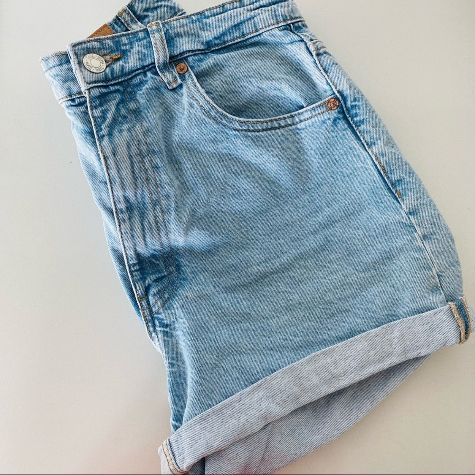 Zara ZARA Light Denim High Rise Mom Straight Jeans Vintage Shorts Size 30" / US 8 / IT 44 - 7 Thumbnail