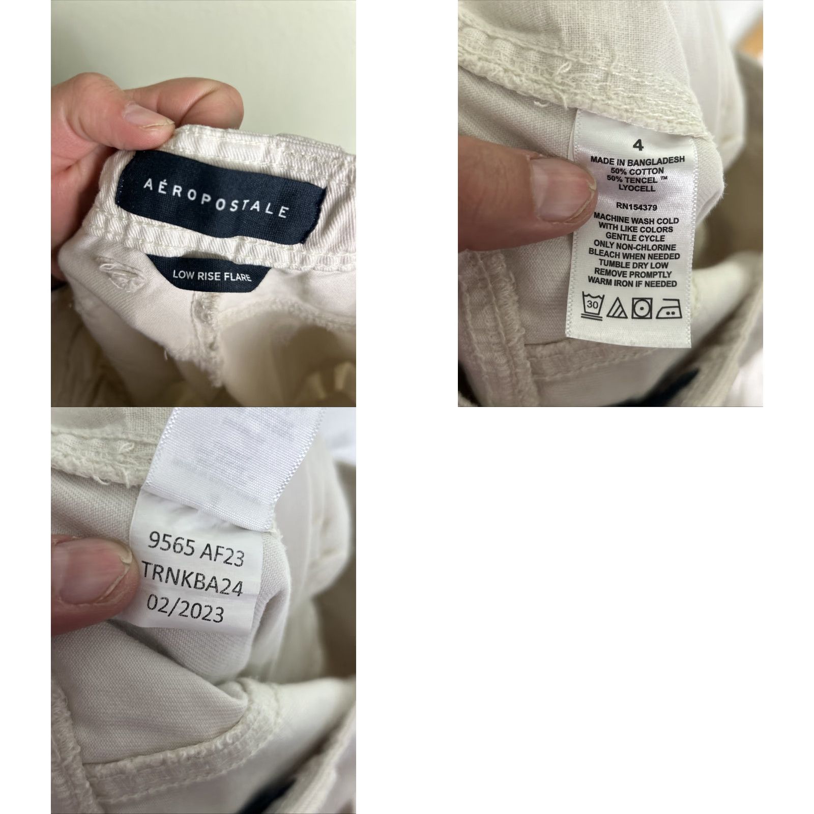 Vintage Aéropostale Pants Womens 4 White Low Rise Flare Front Flap Pocket 30x32 Denim, Khakis, Pockets, Zip Closure, Casual, Regular, White, Womens Size 27" / US 4 / IT 40 - 9 Thumbnail