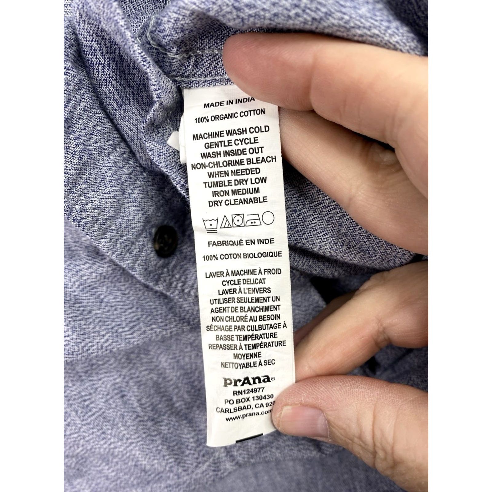 Prana prAna Shirt Mens XXL Blue Button Down Organic Cotton Casual Hiking Chest Pocket Size US XXL / EU 58 / 5 - 7 Thumbnail