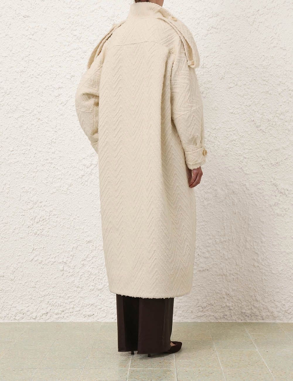 Zimmermann oc11z0825 Illustration Chevron Coat in Cream Size XS / US 0-2 / IT 36-38 - 4 Thumbnail