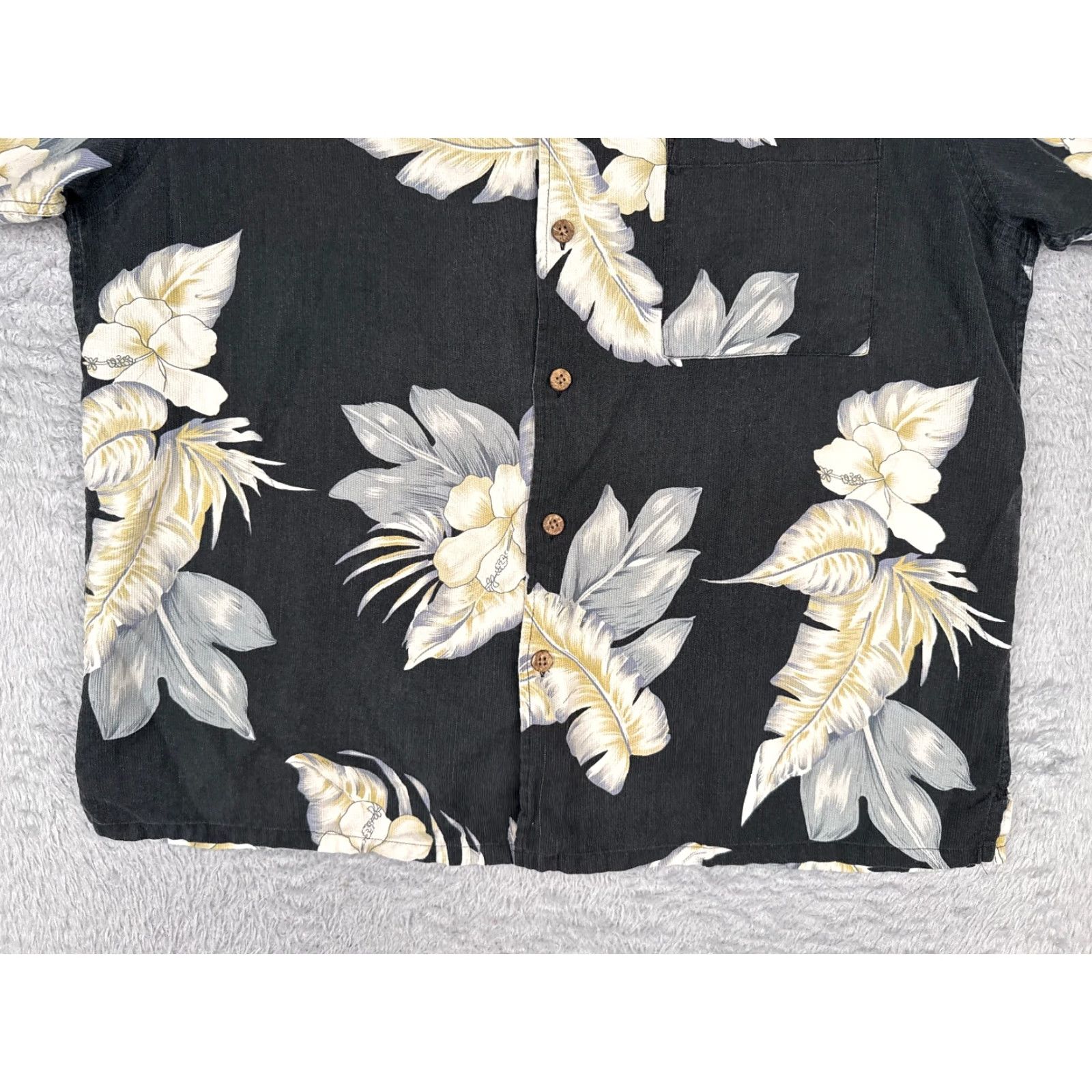 Vintage Caribbean Shirt Men Large Black Floral Silk Cotton Blend Hawaiian Button-Up Size US L / EU 52-54 / 3 - 5 Thumbnail