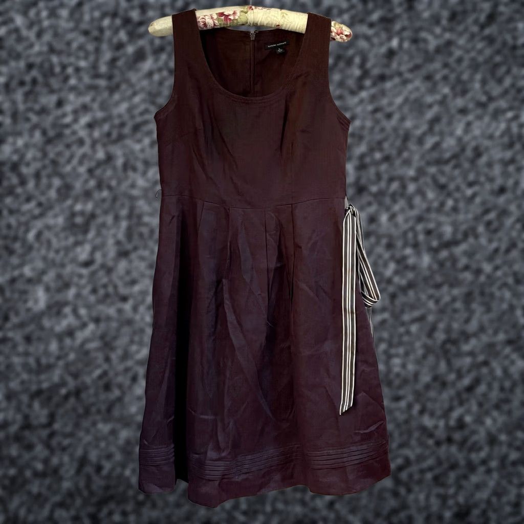 Banana Republic Banana Republic Women Dress Brown Linen A-Line Sleeveless Belted Scoop Neck Sz 8 Size M / US 6-8 / IT 42-44 - 1 Thumbnail
