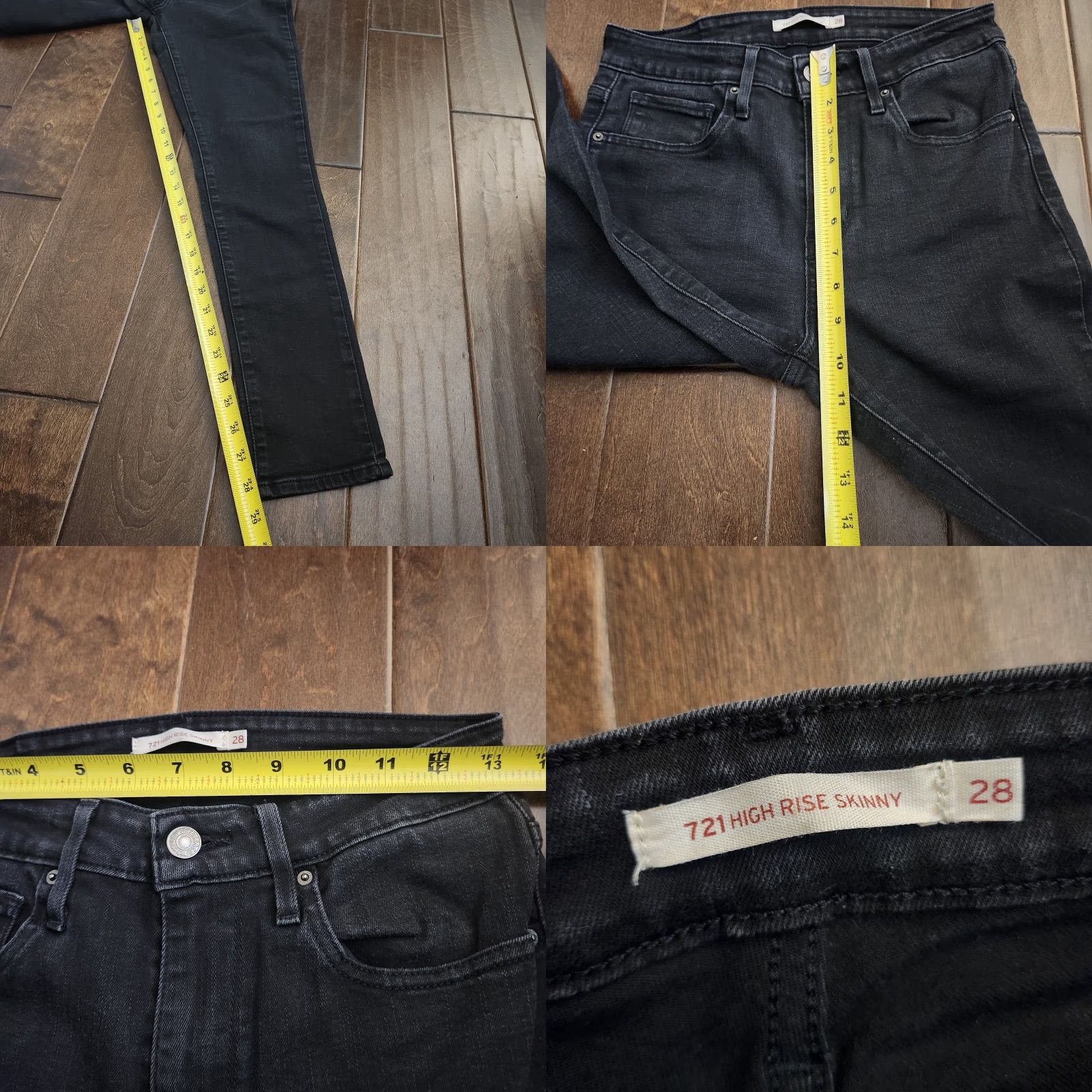 Levi's VINTAGE Levi’s 721 High Rise Skinny Jeans Black Womens W28 L30 Jeans Skinny Womens Black 90s? Size 24" / US 00 / IT 34 - 8 Thumbnail