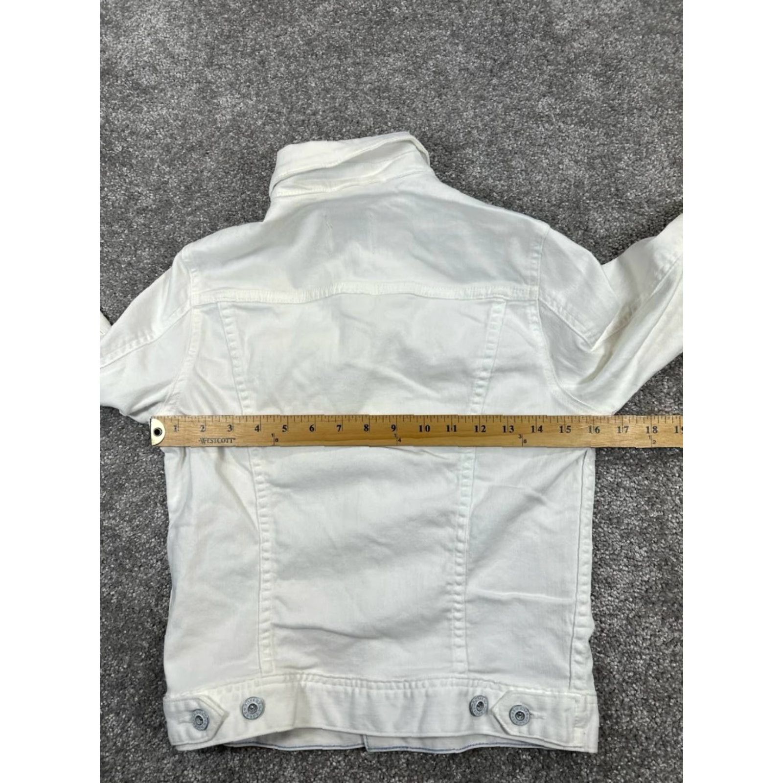 Denime AG Adriano Goldschmied Jacket Womens Small White Cotton Denim Bomber Jacket Shirt? Size S / US 4 / IT 40 - 7 Thumbnail