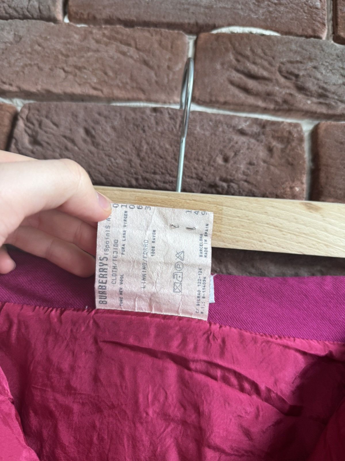 Burberry Burberrys 80s Vintage Midi Wool Pencil Skirt Pink 44 Size 30" / US 8 / IT 44 - 6 Thumbnail