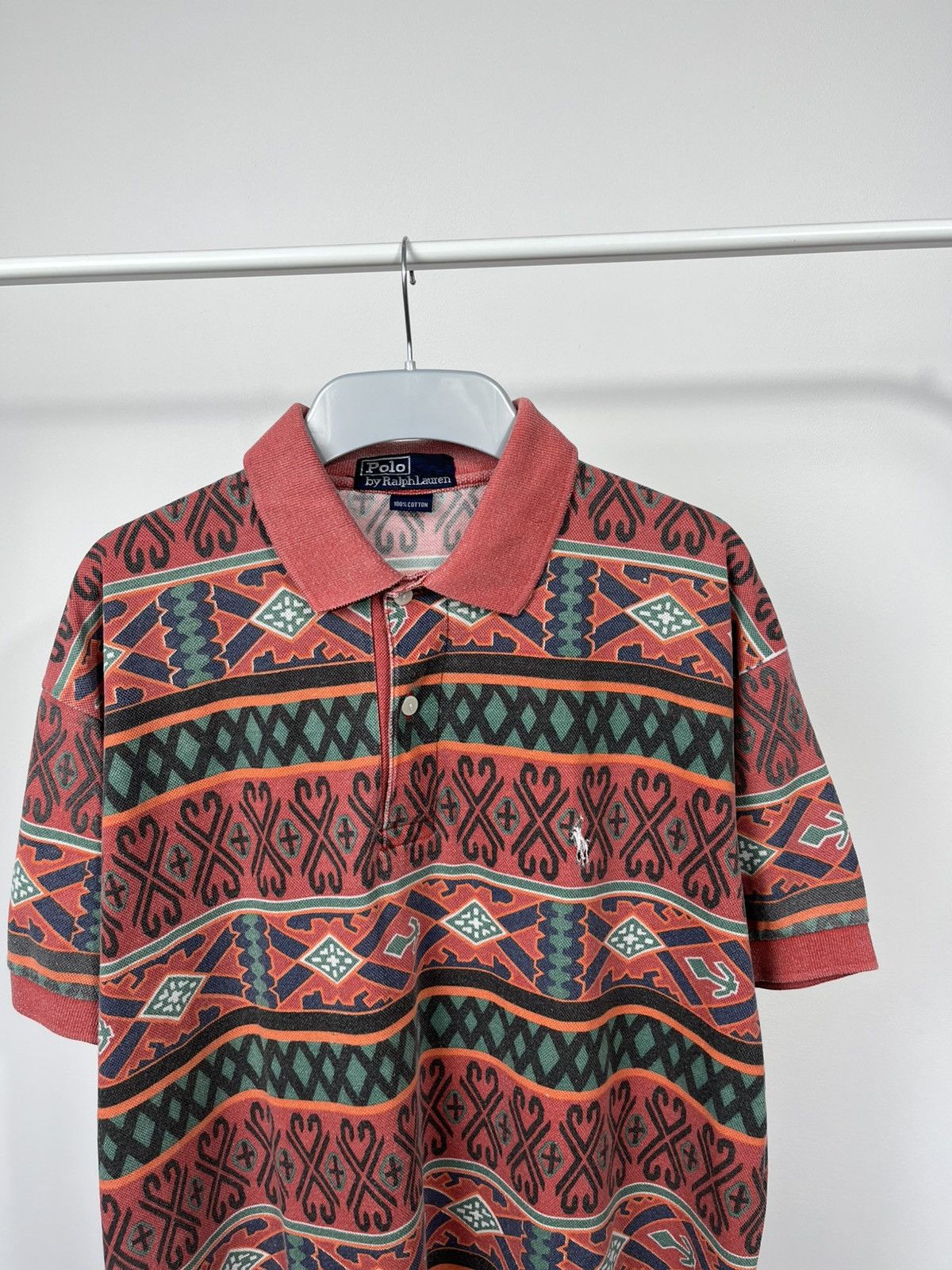 Polo Ralph Lauren Vintage Polo Ralph Lauren Aztec Print Cotton Polo Shirt Size US XL / EU 56 / 4 - 2 Thumbnail