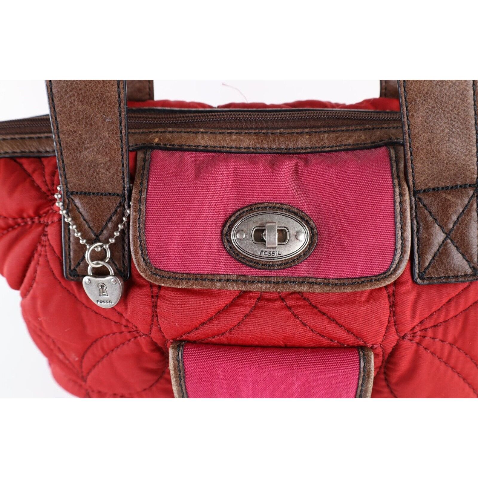Fossil × Vintage Vintage 90s Y2K Fossil Key Per Leather Handled Quilted Bag Size ONE SIZE - 9 Thumbnail