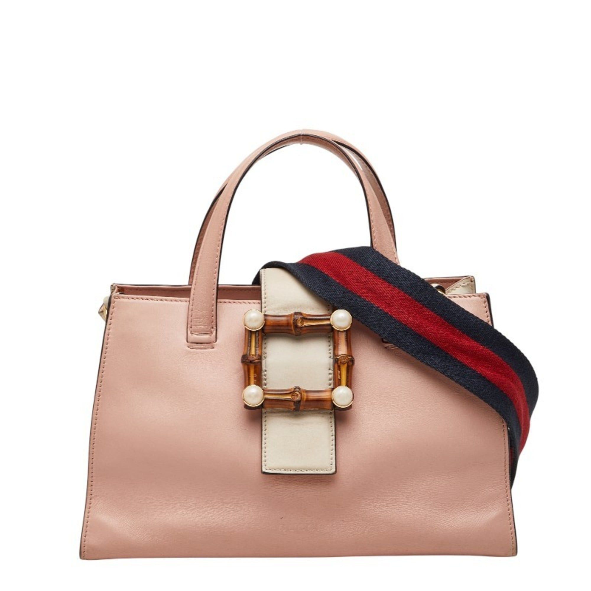 Gucci Gucci Bamboo Pearl Handbag/Shoulder Bag 2WAY 453756 Pink Ivory Leather Women's GUCCI Size ONE SIZE - 1 Thumbnail