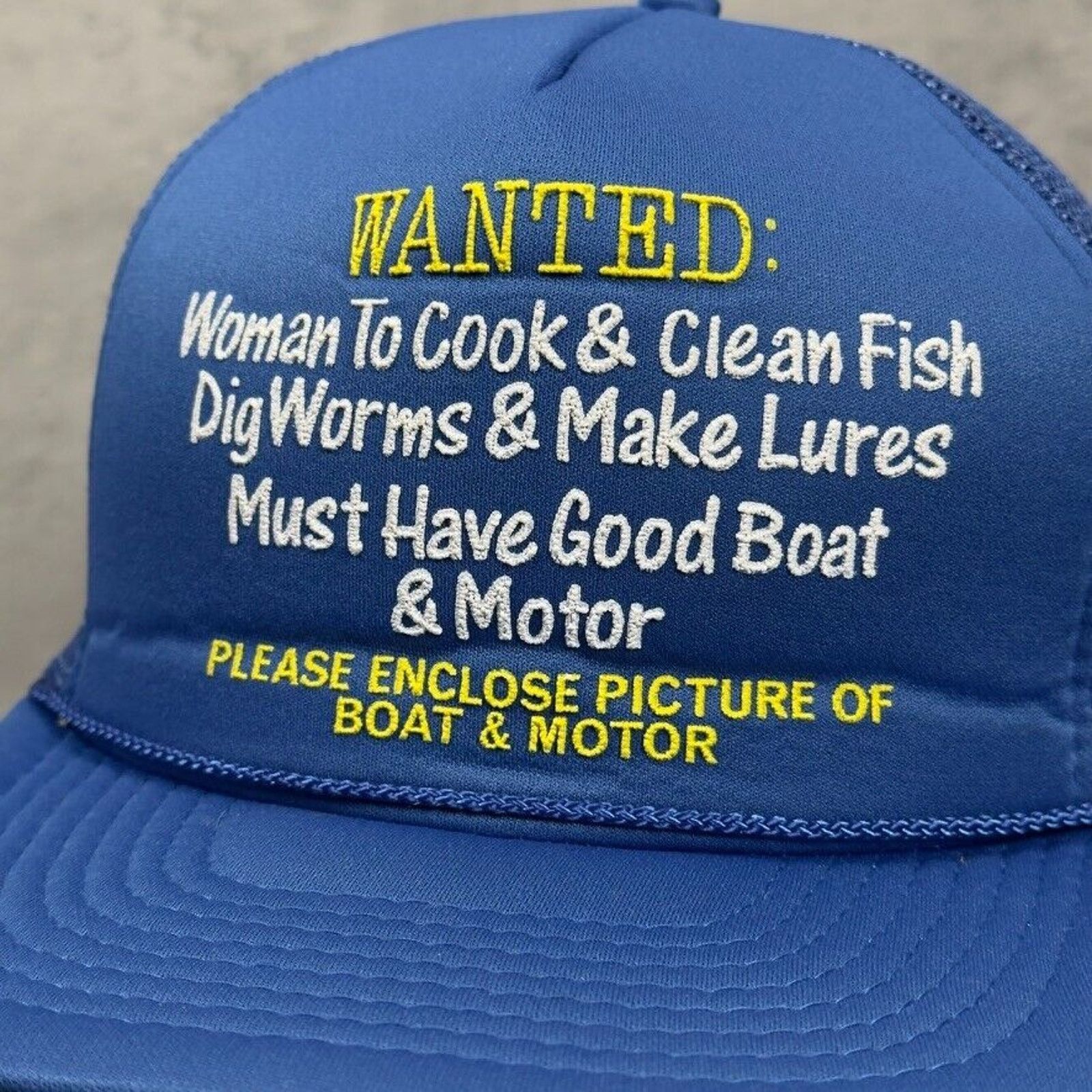 Vintage Vintage Wanted Woman To Cook & Clean Fish Novelty Funny Hat Size ONE SIZE - 2 Thumbnail