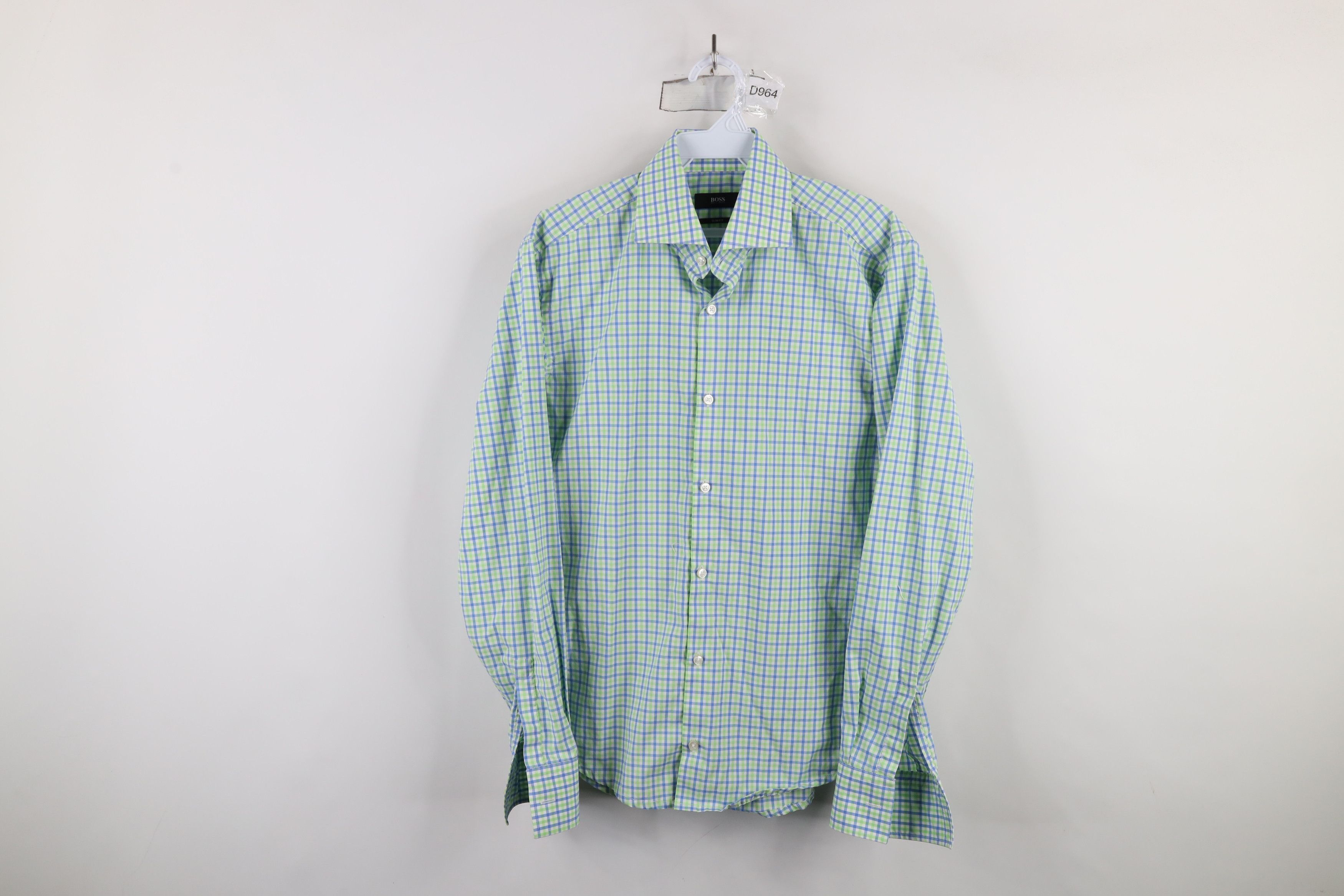 Hugo Boss × Vintage Hugo Boss Slim Fit Checkered Plaid Collared Button Shirt Size US S / EU 44-46 / 1 - 1 Thumbnail