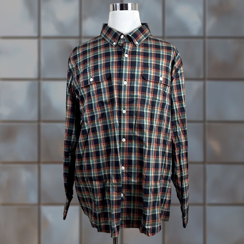 CO Duluth Trading Co 2XL Untucked Soft Skills Shirt Orange Green Plaid Shirt Button-Up Long Sleeve Collared Casual Mens NWT Size US XXL / EU 58 / 5 - 1 Thumbnail