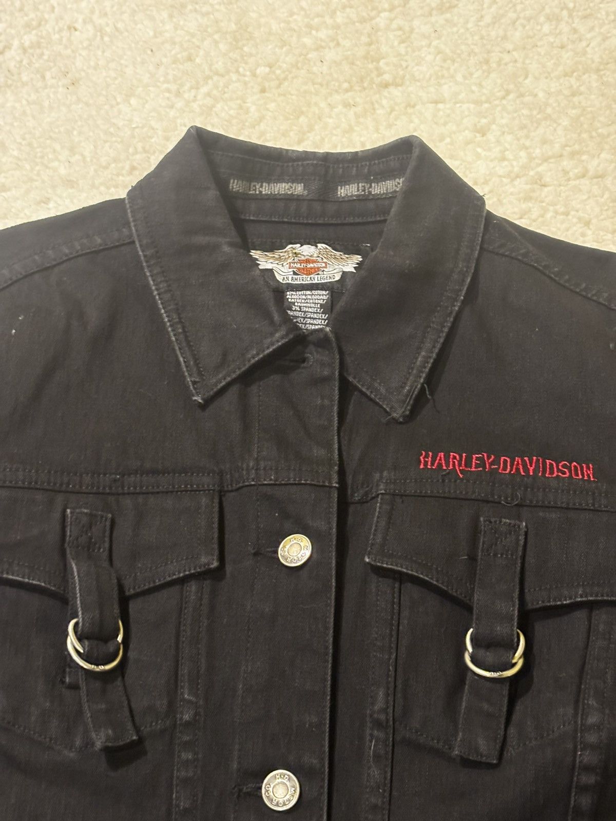Harley Davidson Black denim jacket0241 Size M / US 6-8 / IT 42-44 - 2 Thumbnail