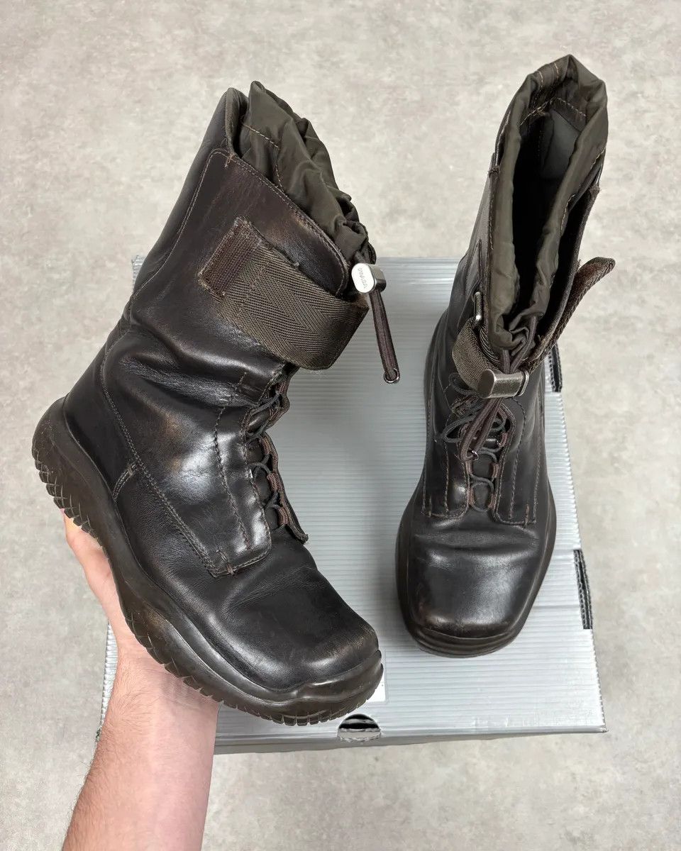 Prada FW1999 Prada Dark Brown Leather Straps Vibram High Boots Size US 7 / EU 40 - 1 Thumbnail