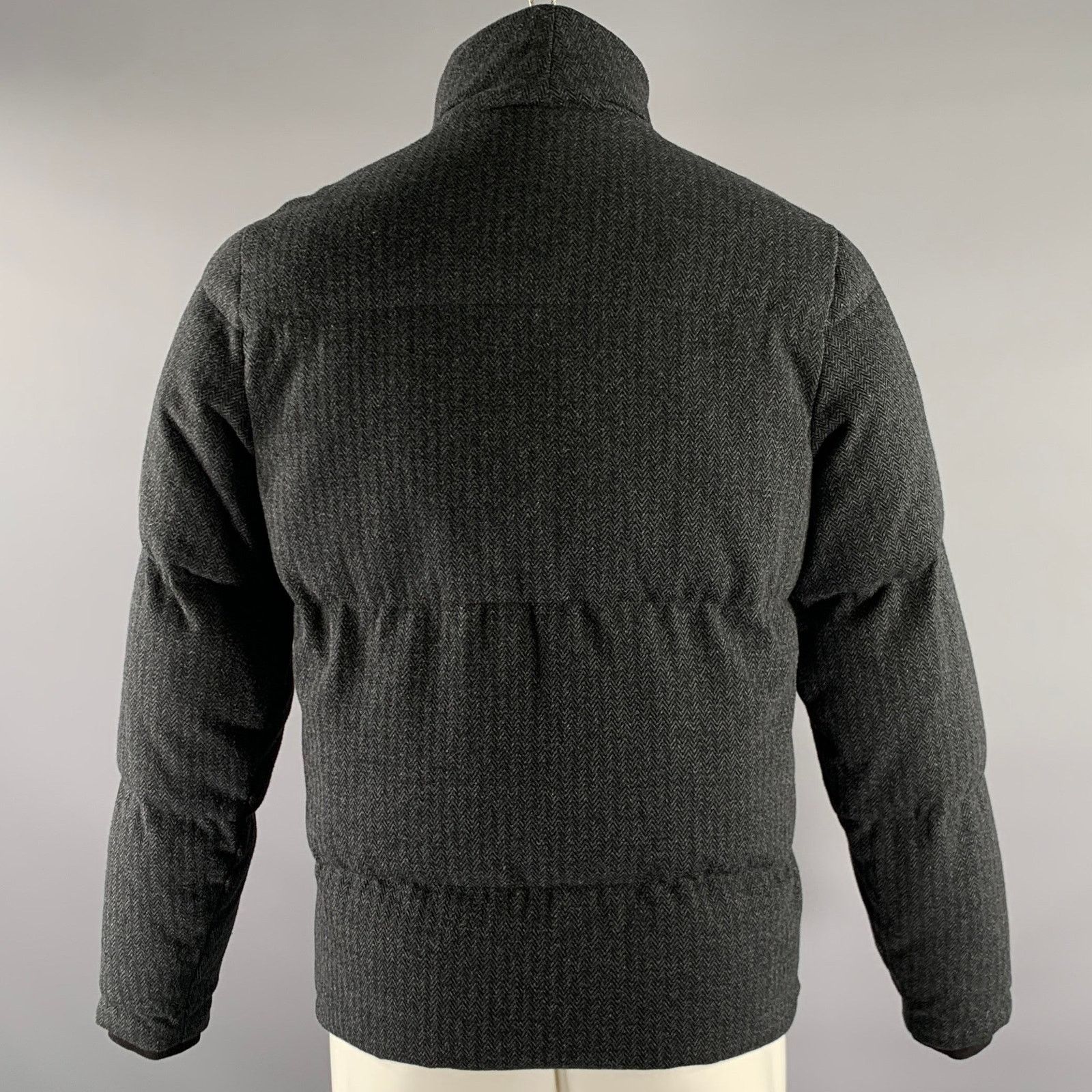 Vince VINCE Grey Break Herringbone Cotton Poly Puffer Jacket XS Size US XS / EU 42 / 0 - 4 Thumbnail