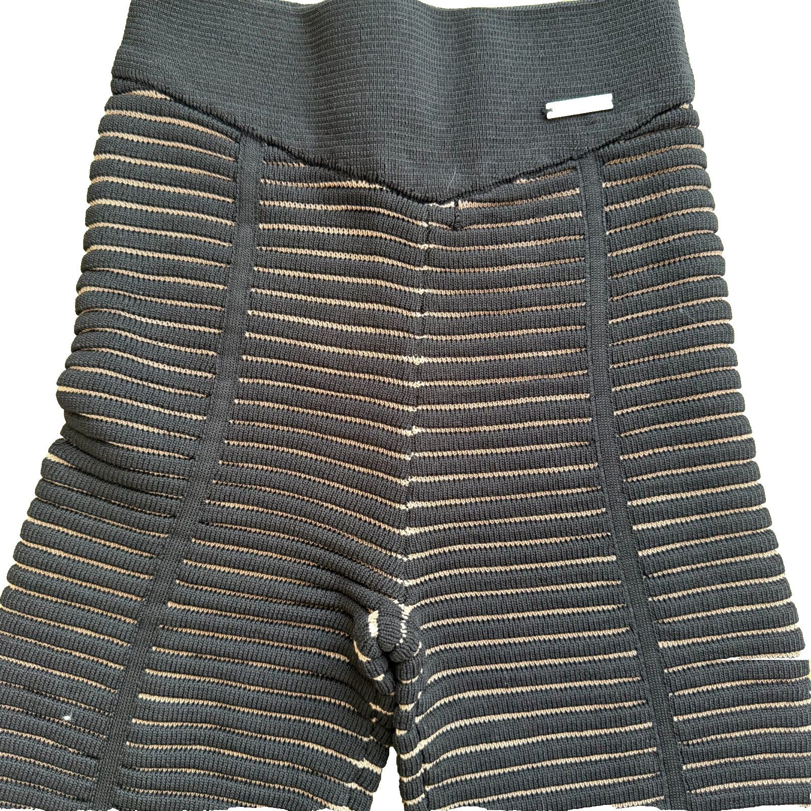 Maniere De Vior Maniere De Voir Bandage Flare Pants Y2K Ribbed Knit Stripe Size 22" - 2 Thumbnail