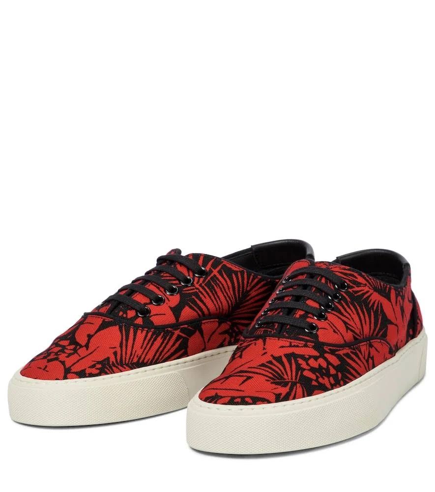 Saint Laurent Paris o1bcso1str1124 Venice Lace Up Sneakers in Red/Black Size US 5.5 / IT 35.5 - 2 Thumbnail