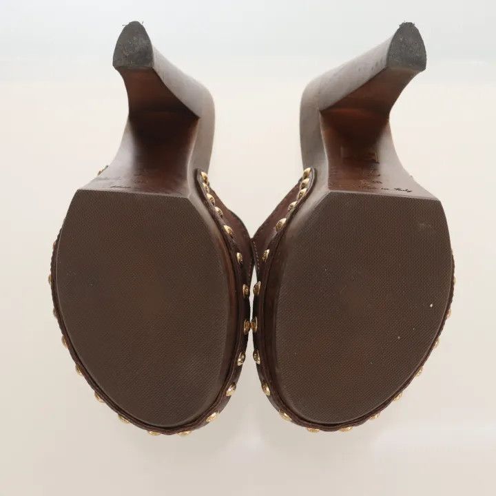 Louis Vuitton Louis Vuitton Brown High Heels with Gold Accents -2508 Size US 8 / IT 38 - 2 Thumbnail