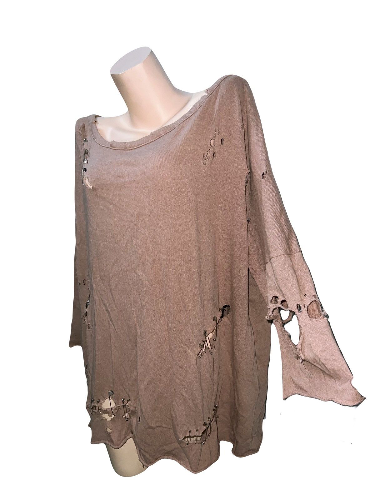 Japanese Brand Kikiriki distressed oversize sweatshirt 🎀🧷 Size ONE SIZE - 4 Thumbnail