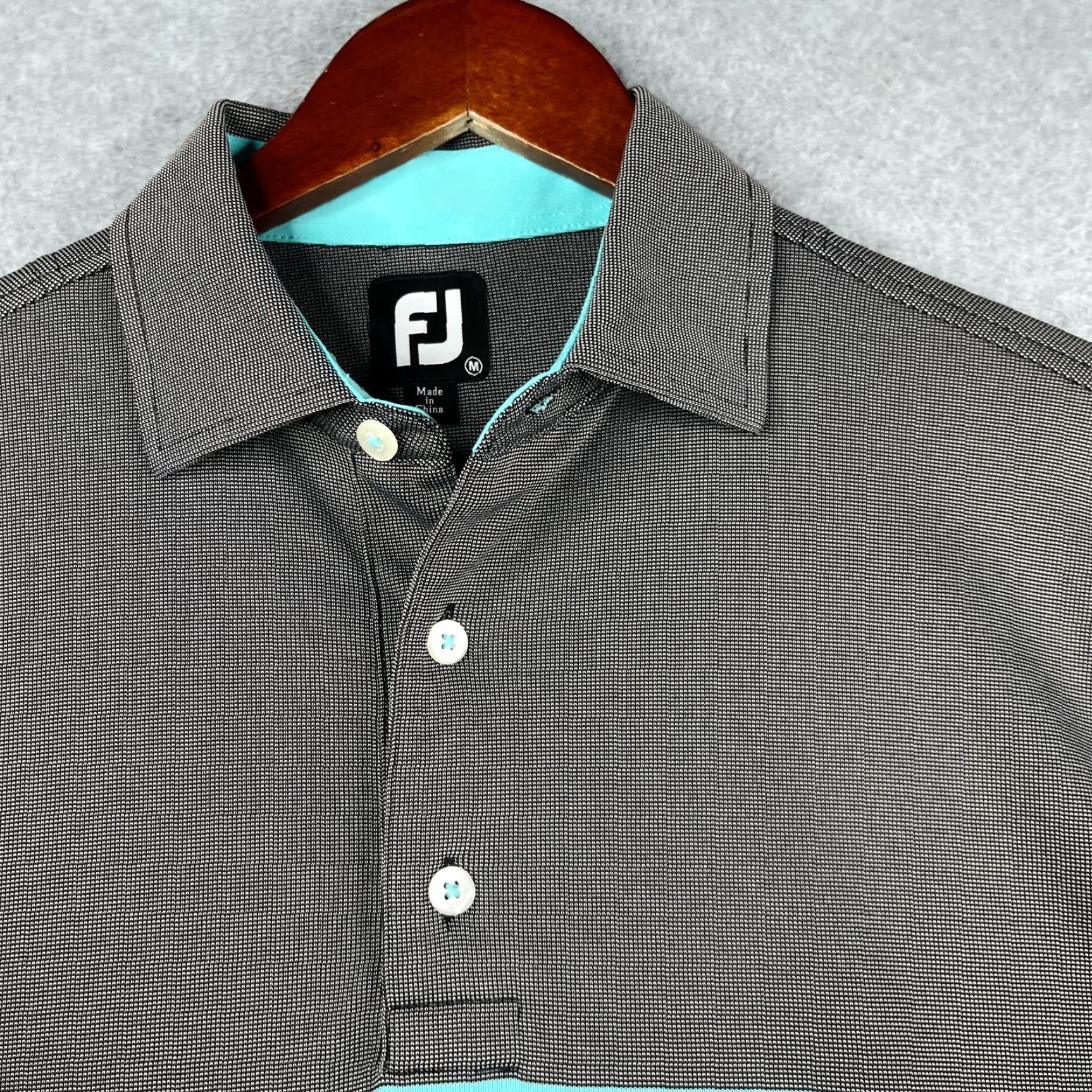 Footjoy FootJoy Polo Shirt Mens Medium Gray Teal Blue Accent Stretch Golf Shirt Casual Workwear Striped Logo 90s? Size US M / EU 48-50 / 2 - 3 Thumbnail