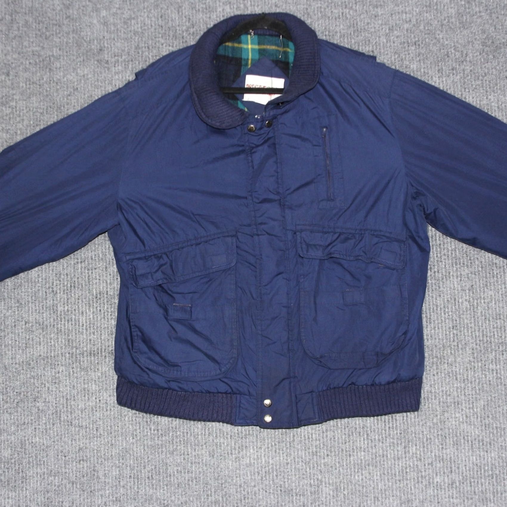 McGregor VINTAGE McGregor Bomber Jacket Size XL Navy Blue Plaid Lined Mens Size US XL / EU 56 / 4 - 2 Thumbnail