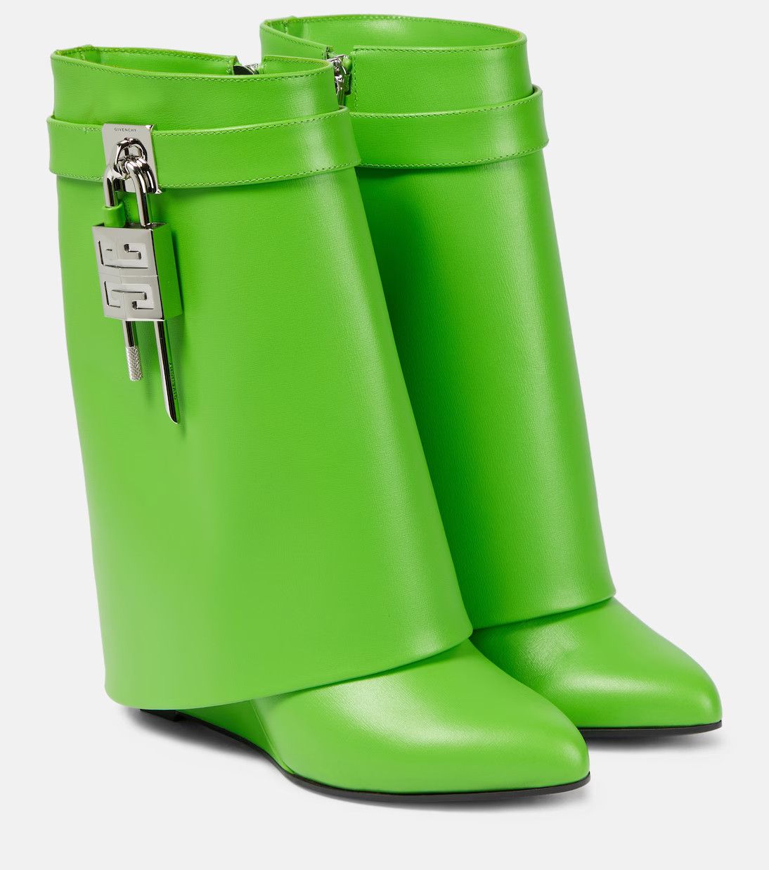 image of Givenchy O1Srvl11E0324 Shark Lock Ankle Boots In Green, Women's (Size 12)