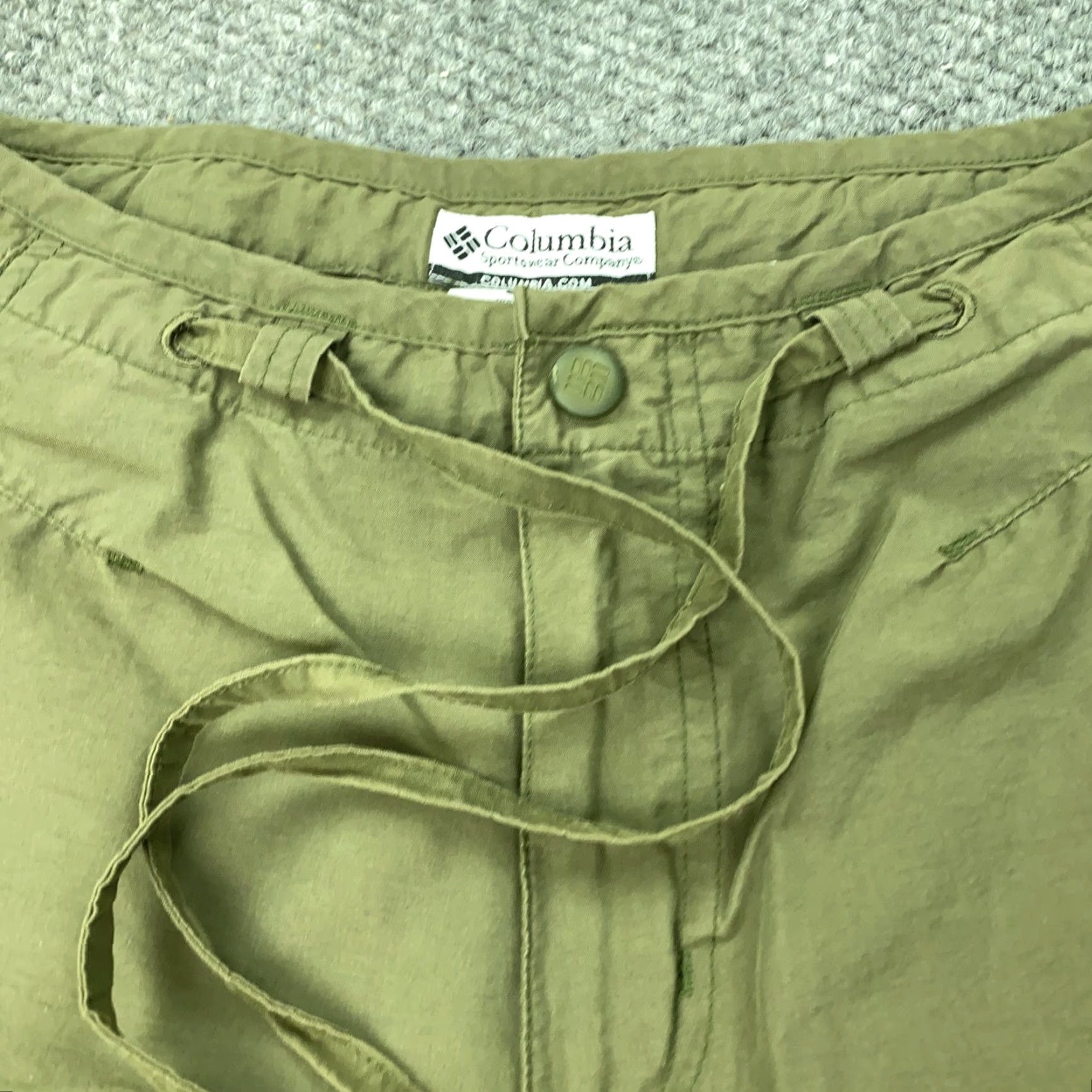 Vintage Columbia Shorts Womens Small Green Drawstring Hiking Outdoor Nylon Cotton Size 28" / US 6 / IT 42 - 2 Thumbnail